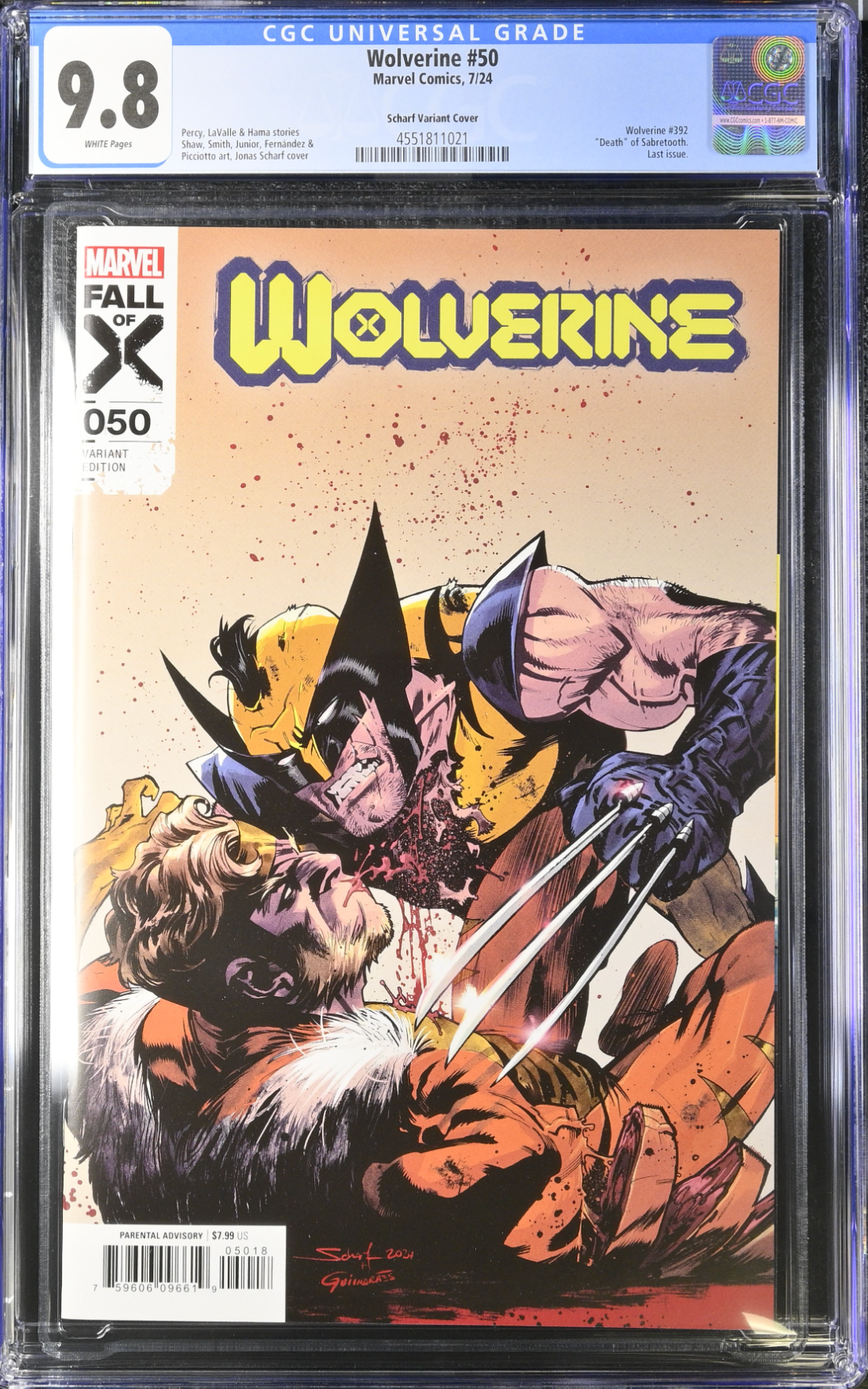 Wolverine #50 Scharf 1:25 Retailer Incentive Variant CGC 9.8