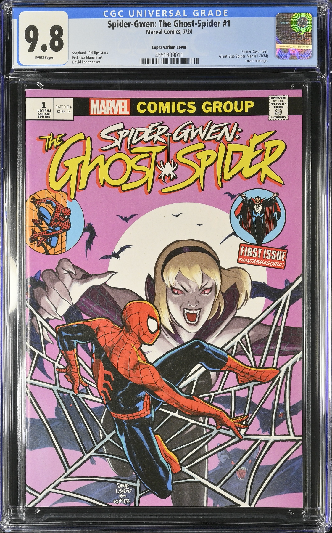 Spider-Gwen: The Ghost Spider #1 Lopez Variant CGC 9.8