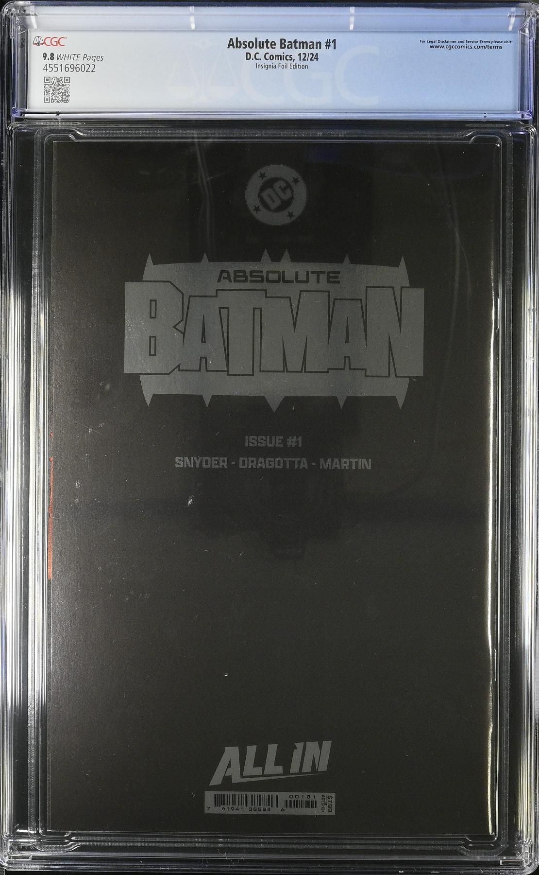 Absolute Batman #1 Insignia Foil Variant CGC 9.8