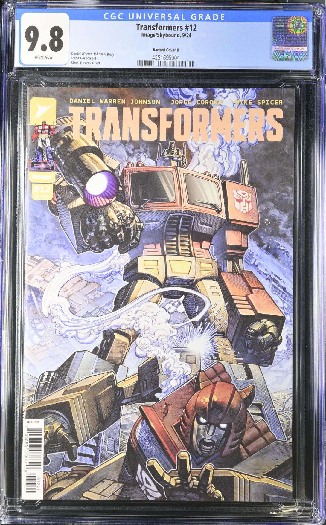 Transformers #12 Stevens Variant 1:25 Retailer Incentive Variant CGC 9.8