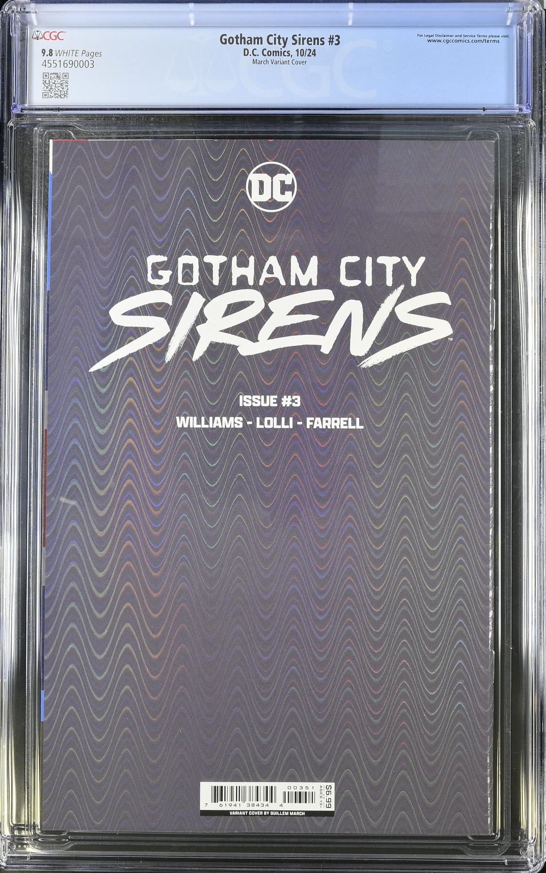 Gotham City Sirens #3 March Prismatic Gloss Connecting Variant CGC 9.8