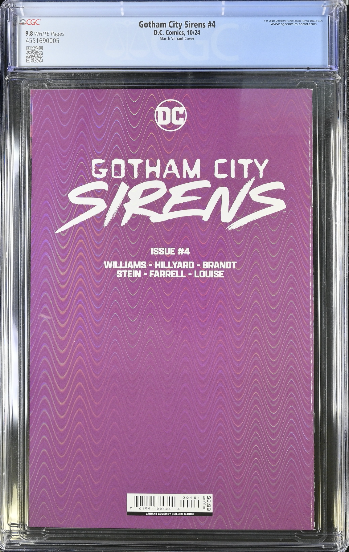 Gotham City Sirens #4 March Prismatic Gloss Connecting Variant CGC 9.8