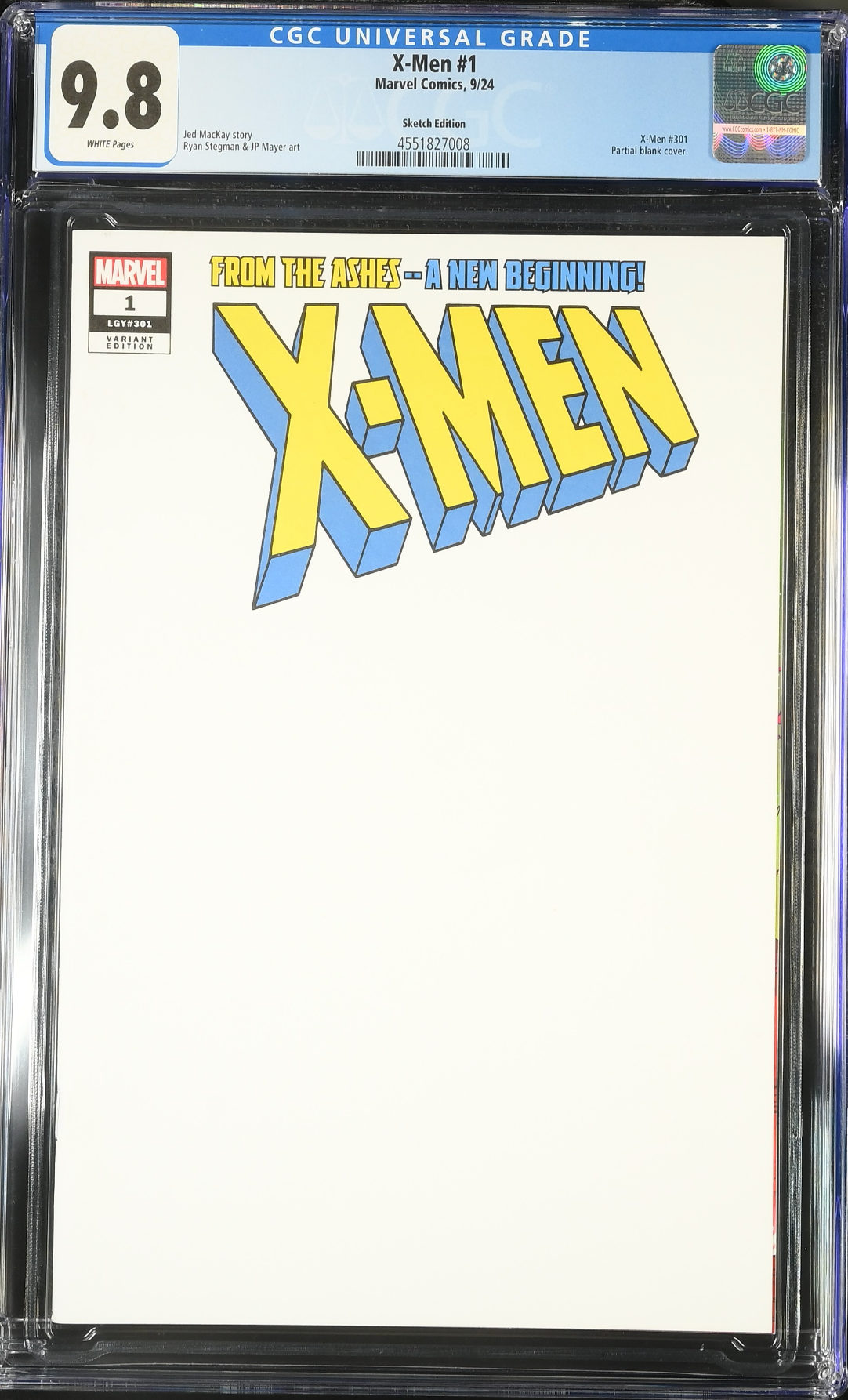 X-Men #1 Blank Sketch Variant CGC 9.8