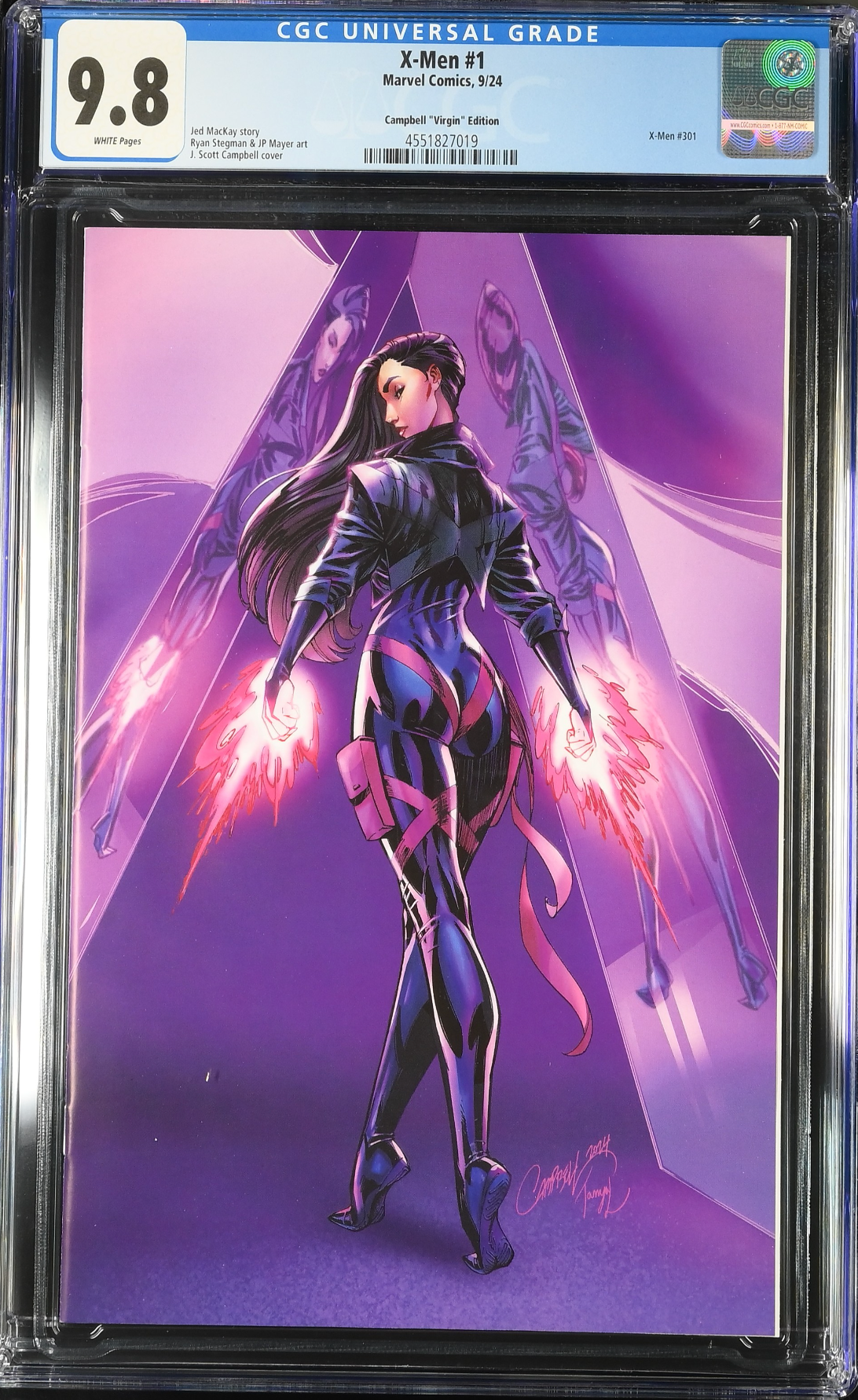 X-Men #1 J. Scott Campbell Pyslocke 1:100 Virgin Retailer Incentive Variant CGC 9.8