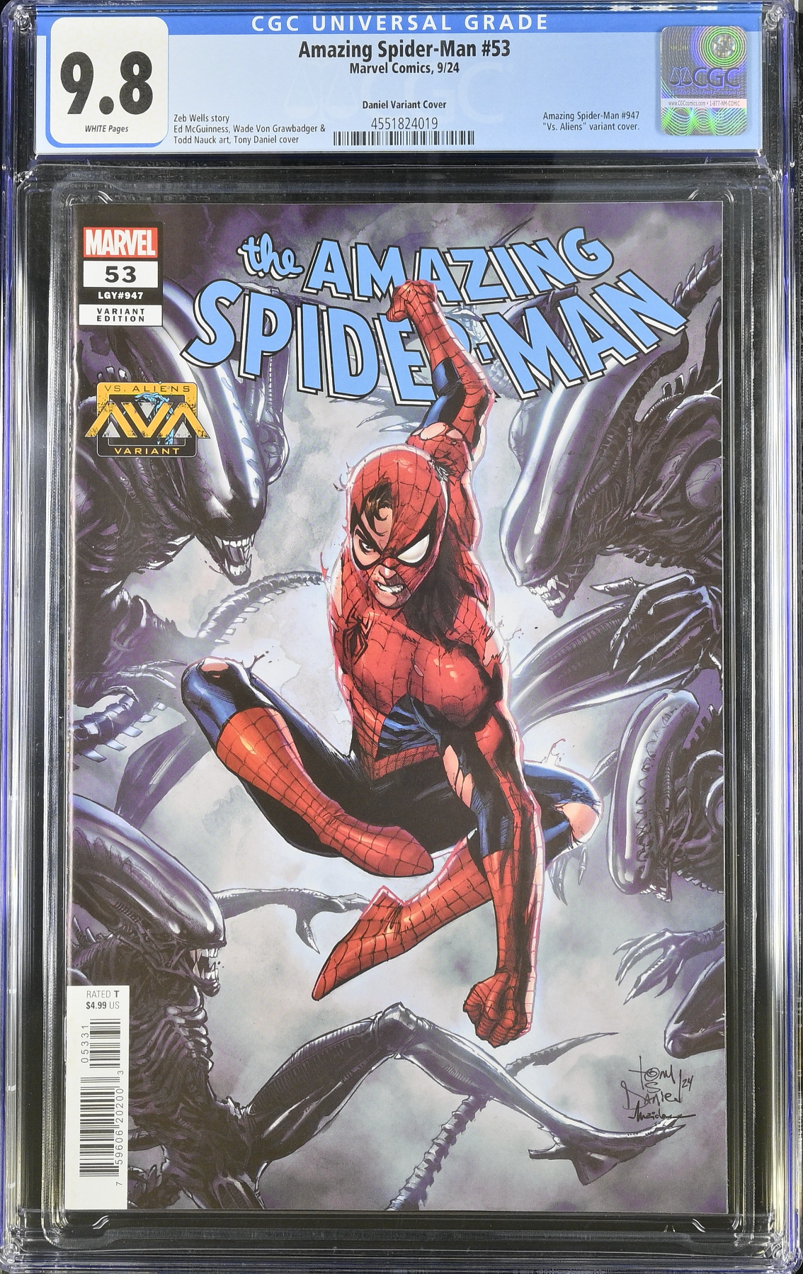 Amazing Spider-Man #53 Daniel Marvel vs. Alien Variant CGC 9.8