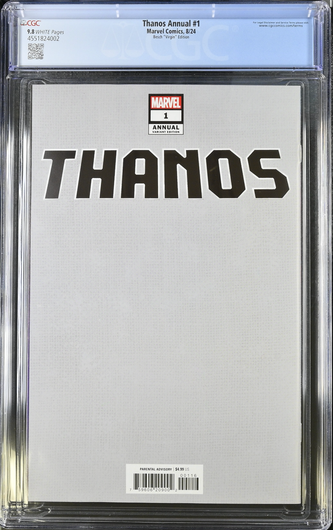 Thanos Annual #1 Besch 1:100 Virgin Retailer Incentive Variant CGC 9.8