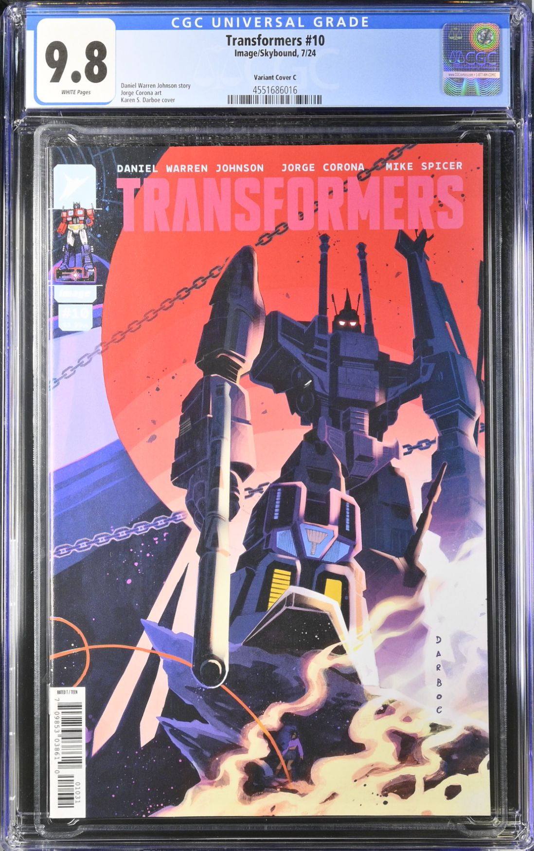 Transformers #10 Darboe 1:10 Retailer Incentive Variant CGC 9.8