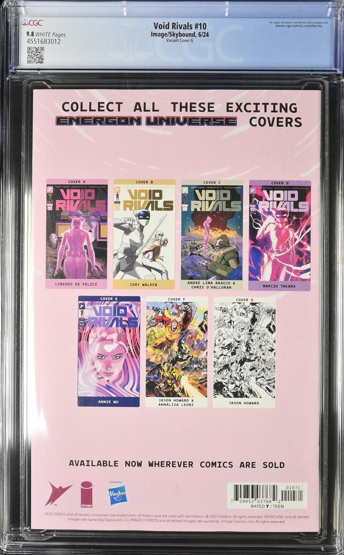 Void Rivals #10 Howard Energon Universe Anniversary B/W Connecting Variant CGC 9.8