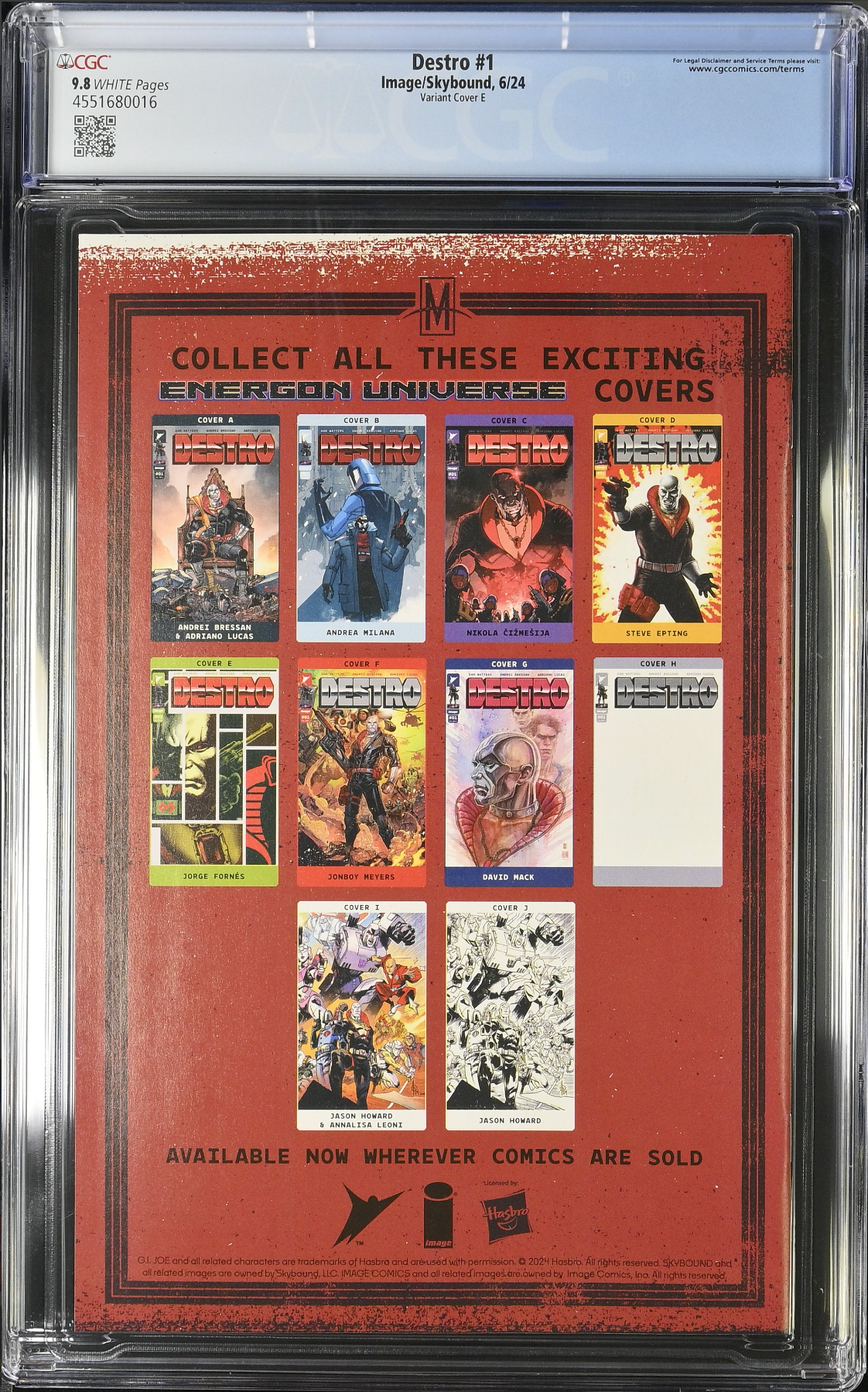 Destro #1 - Cover E - Fornes 1:50 Spoiler Retailer Incentive Variant CGC 9.8