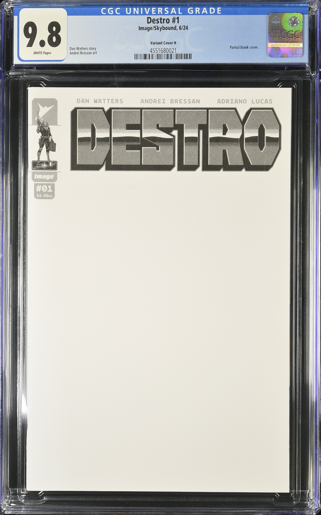 Destro #1 - Cover H - Blank Sketch Variant CGC 9.8