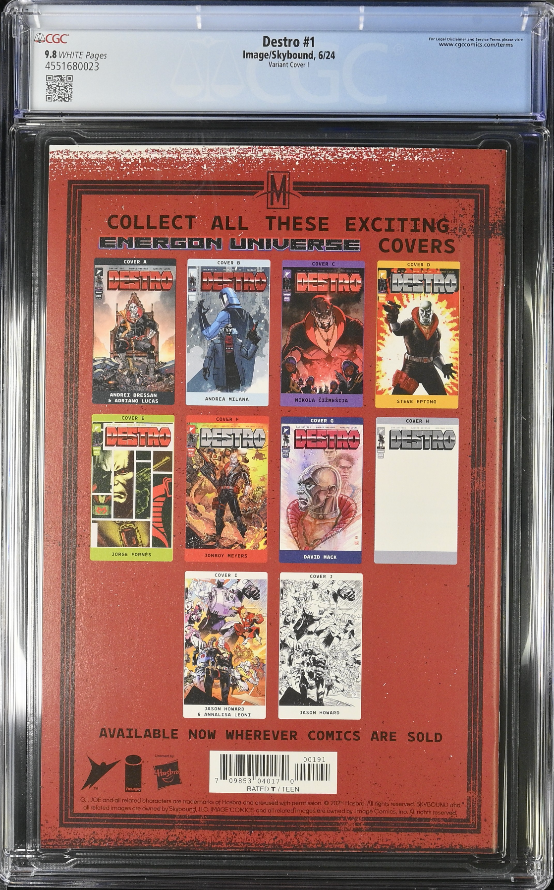 Destro #1 - Cover I - Howard Energon Universe Anniversary Connecting Cover Variant CGC 9.8