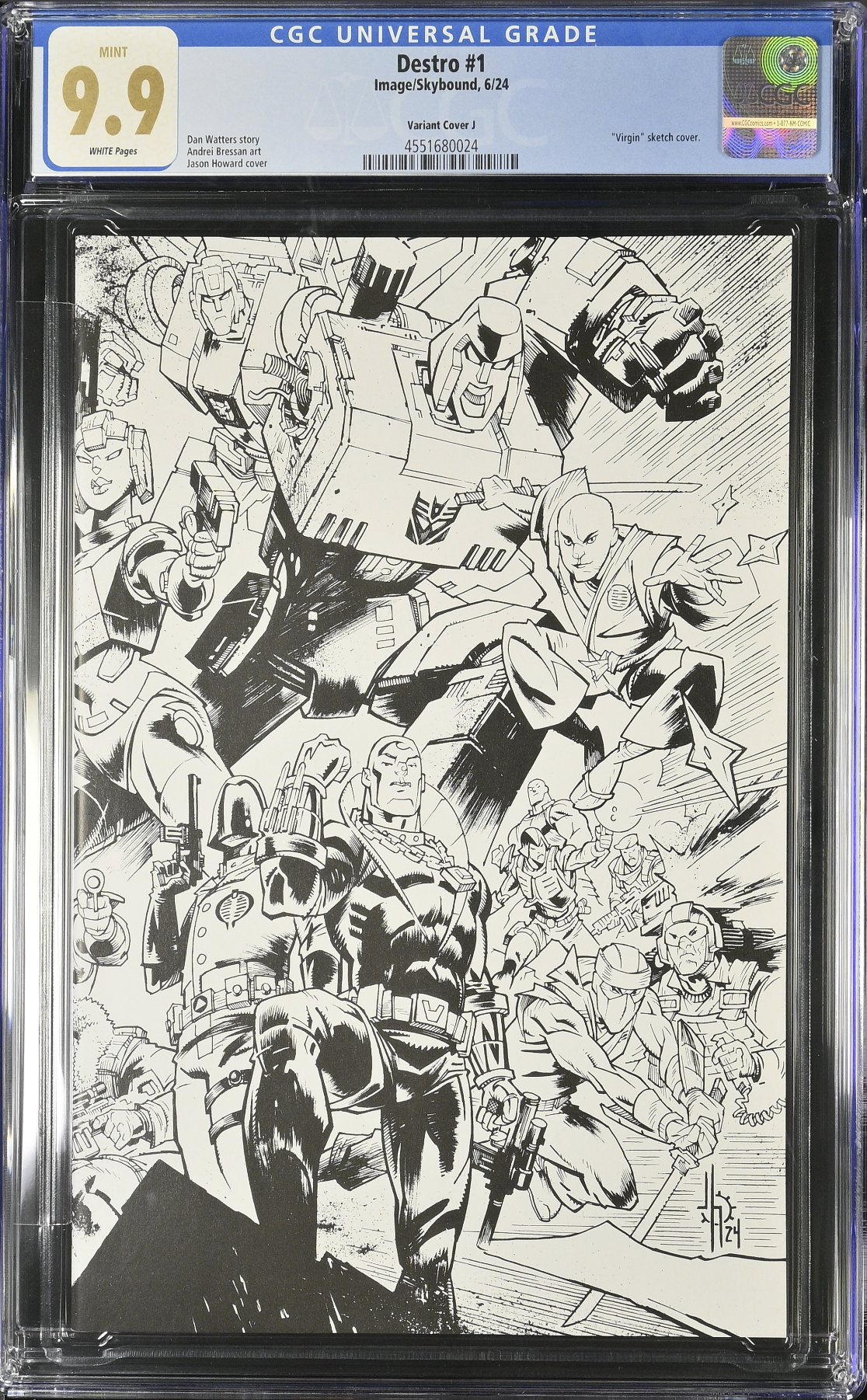 Destro #1 - Cover J - Howard Energon Universe Anniversary B/W Connecting Cover Variant CGC 9.9