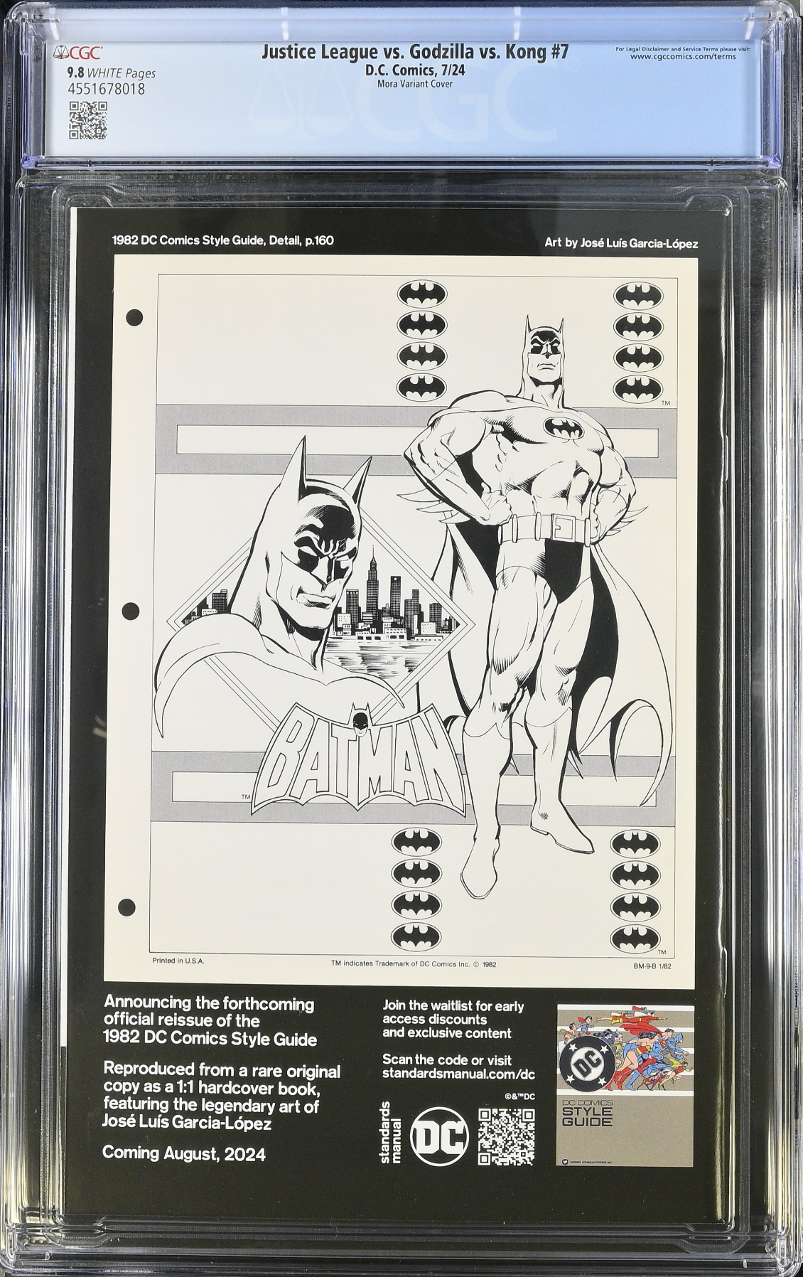 Justice League vs. Godzilla vs. Kong #7 Mora Variant CGC 9.8