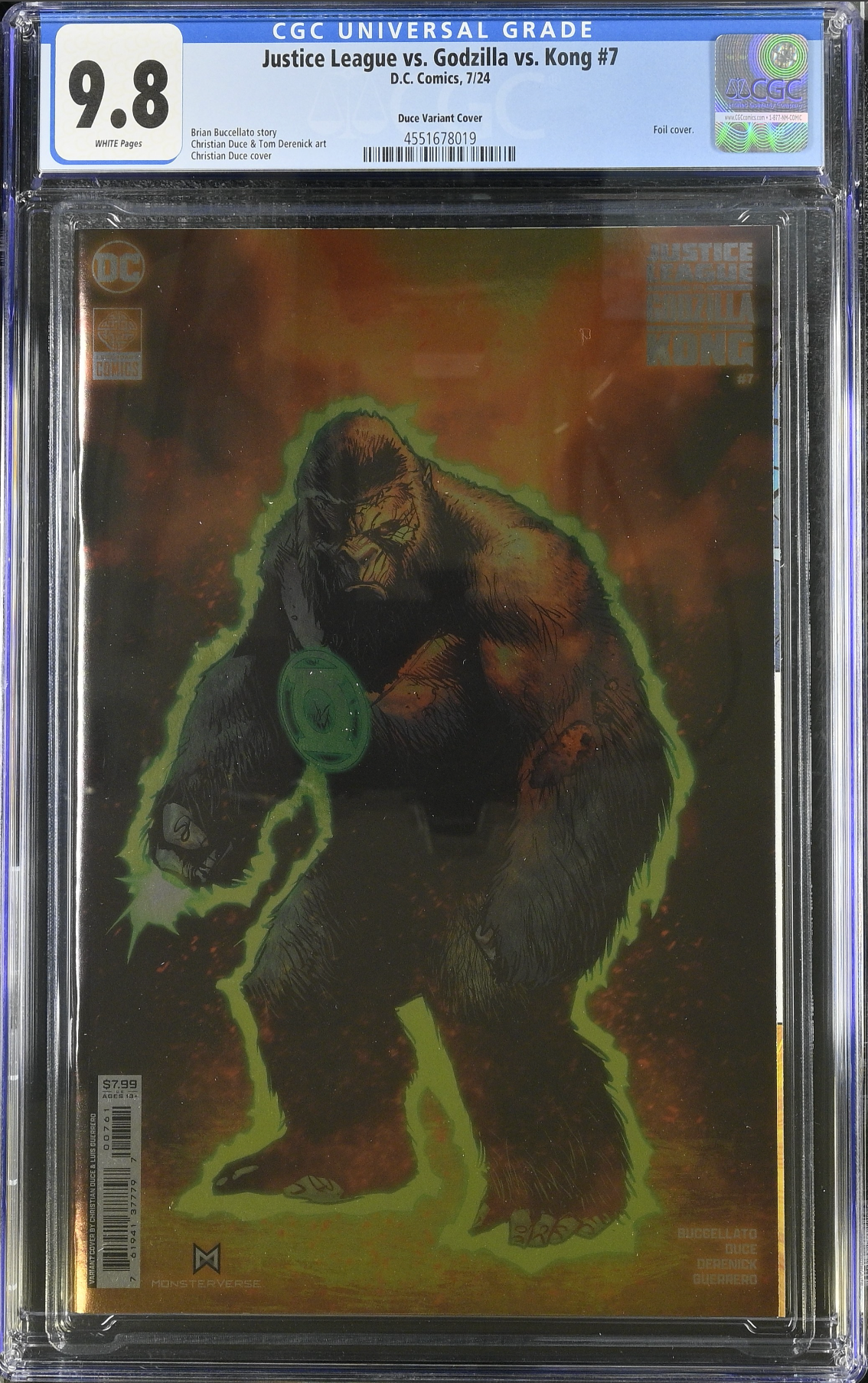 Justice League vs. Godzilla vs. Kong #7 Duce Foil Variant CGC 9.8