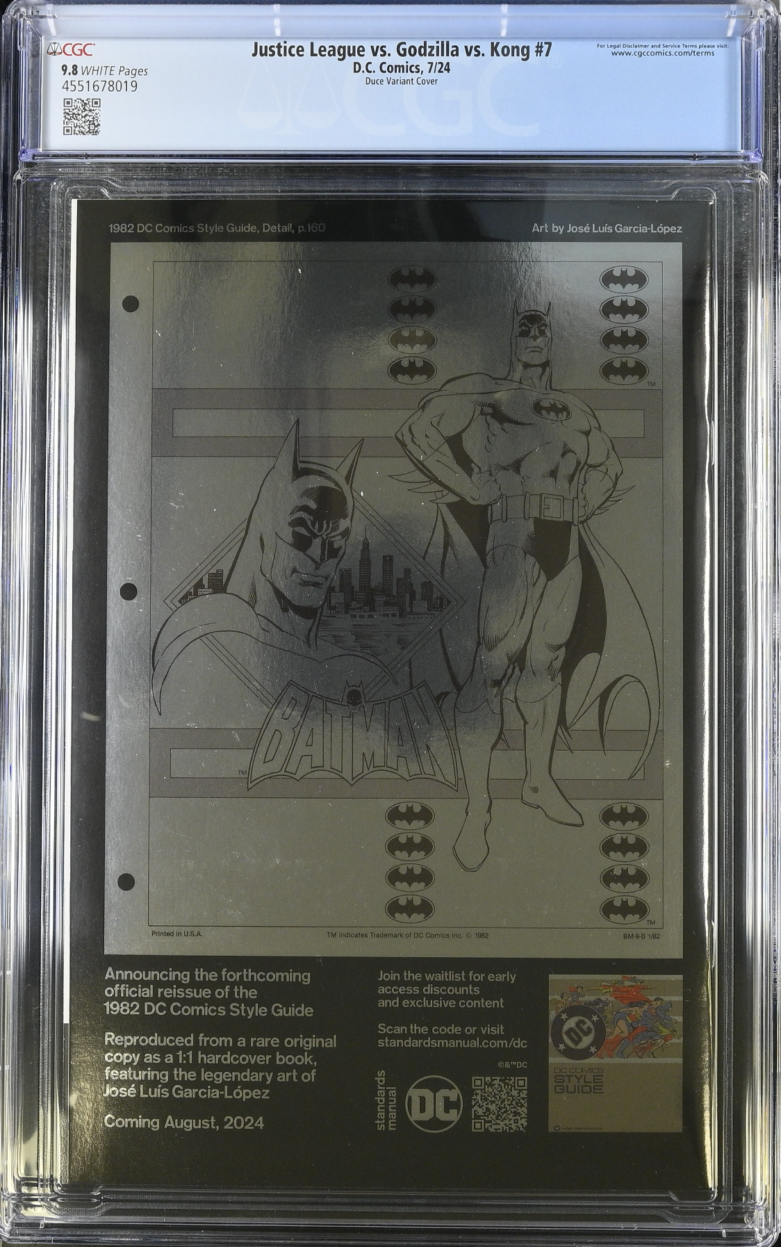 Justice League vs. Godzilla vs. Kong #7 Duce Foil Variant CGC 9.8