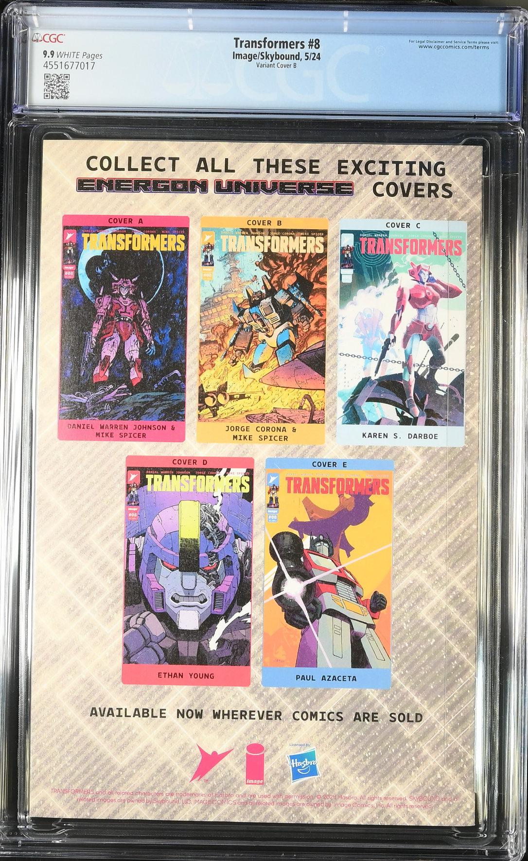 Transformers #8 Corona Variant CGC 9.9