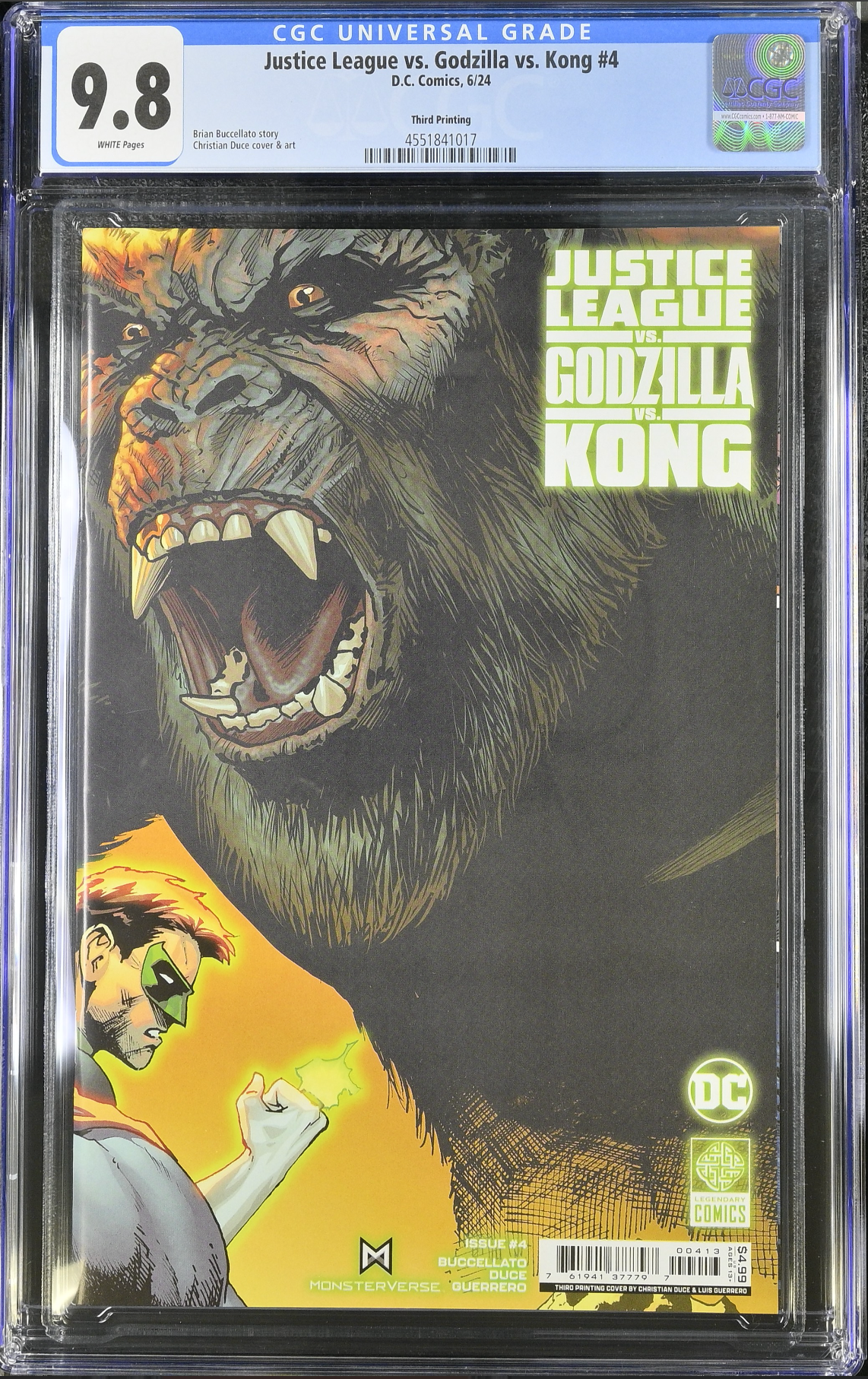 Justice League vs. Godzilla vs. Kong #4 Connecting Third Printing CGC 9.8