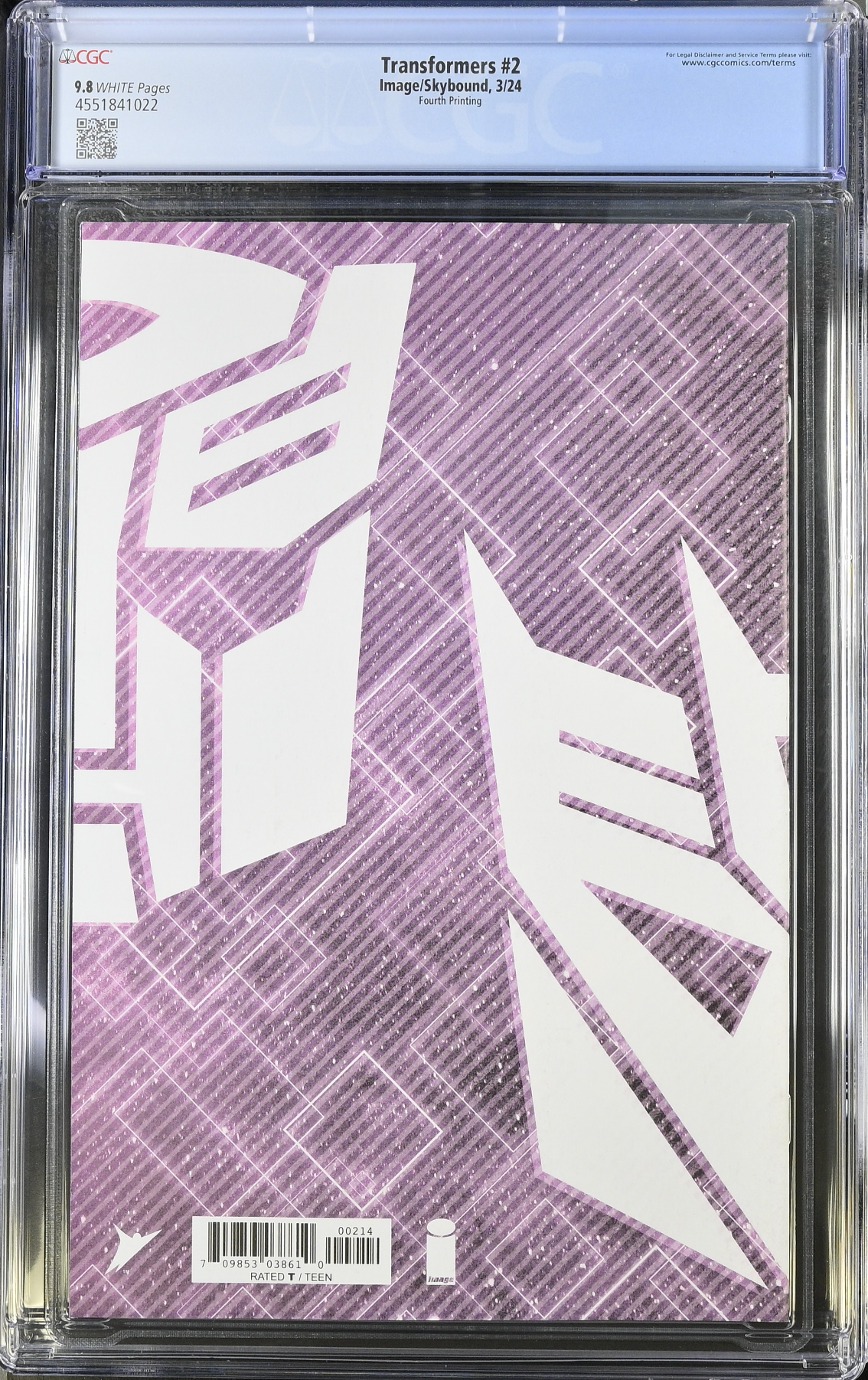 Transformers #2 Fourth Printing CGC 9.8