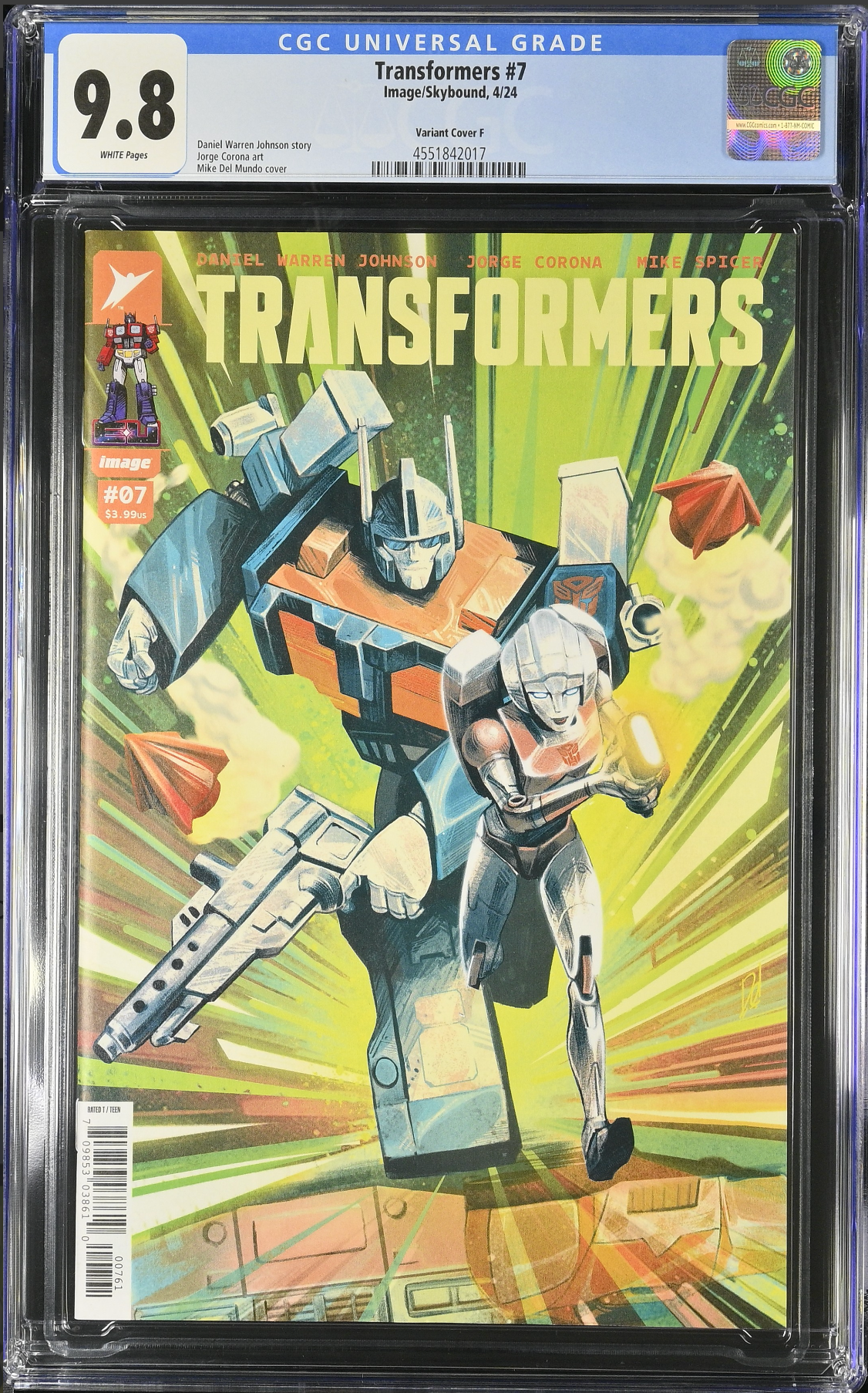 Transformers #7 Del Mundo 1:100 Retailer Incentive Variant CGC 9.8