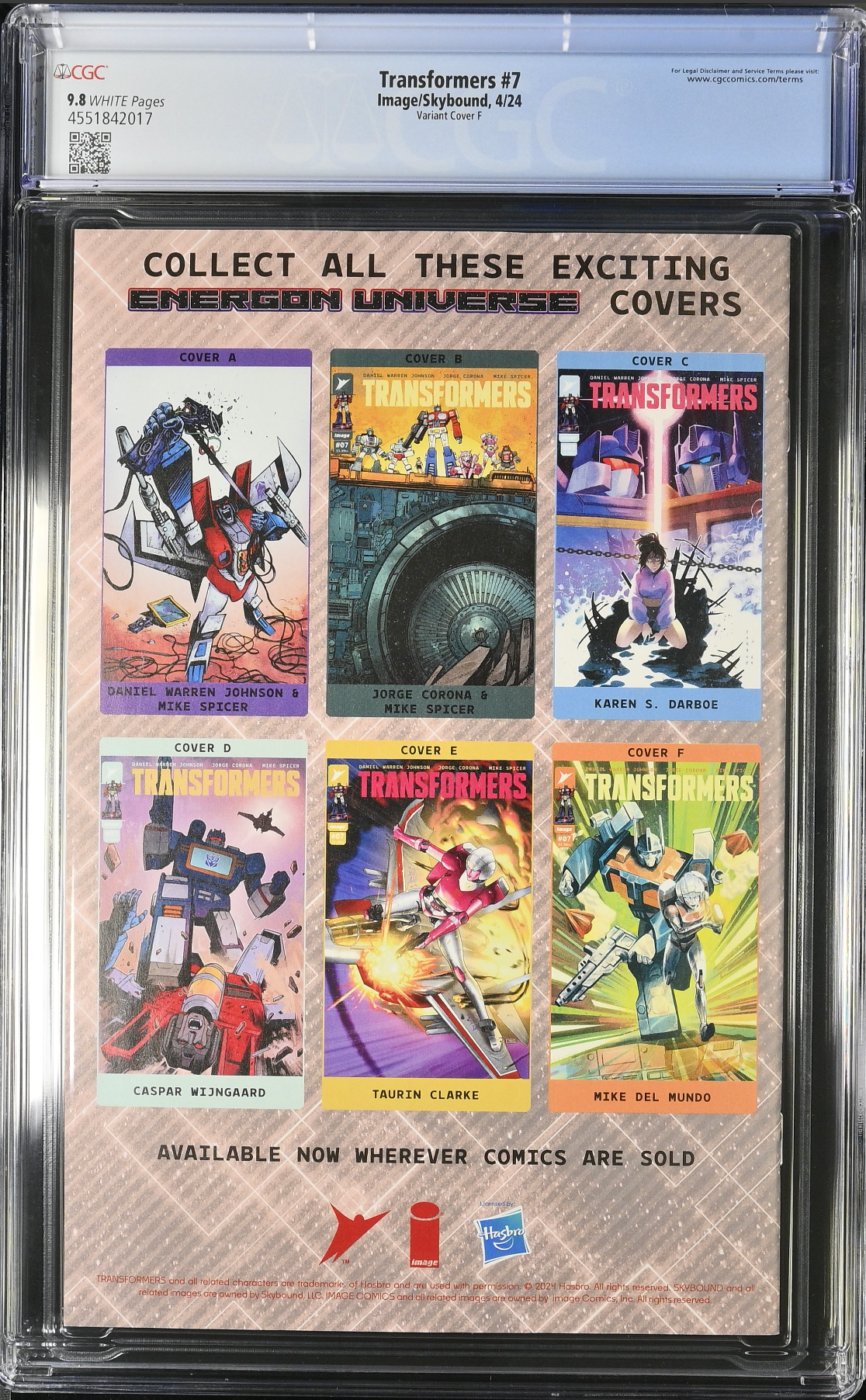 Transformers #7 Del Mundo 1:100 Retailer Incentive Variant CGC 9.8