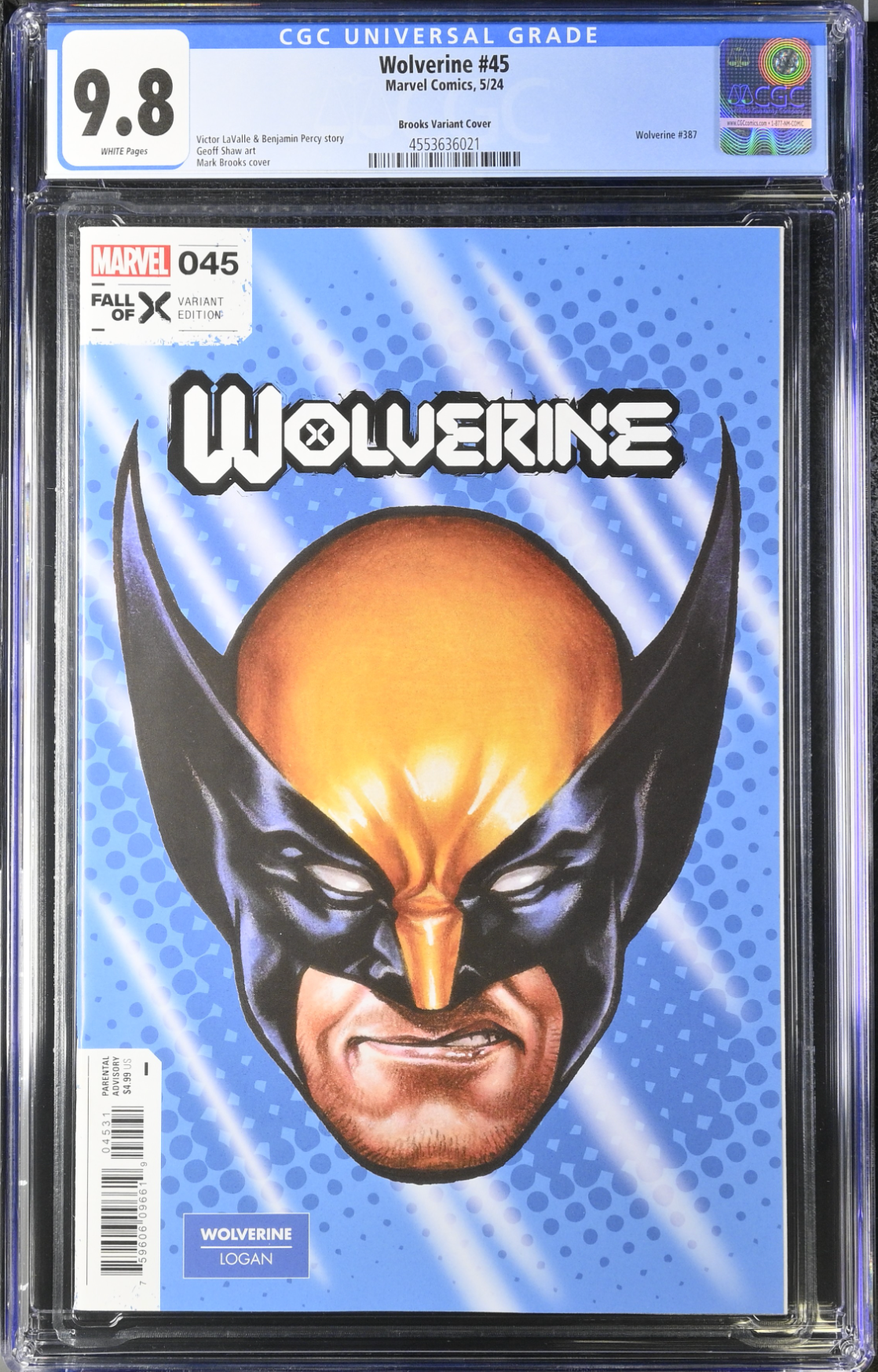 Wolverine #45 Brooks Headshot Variant CGC 9.8