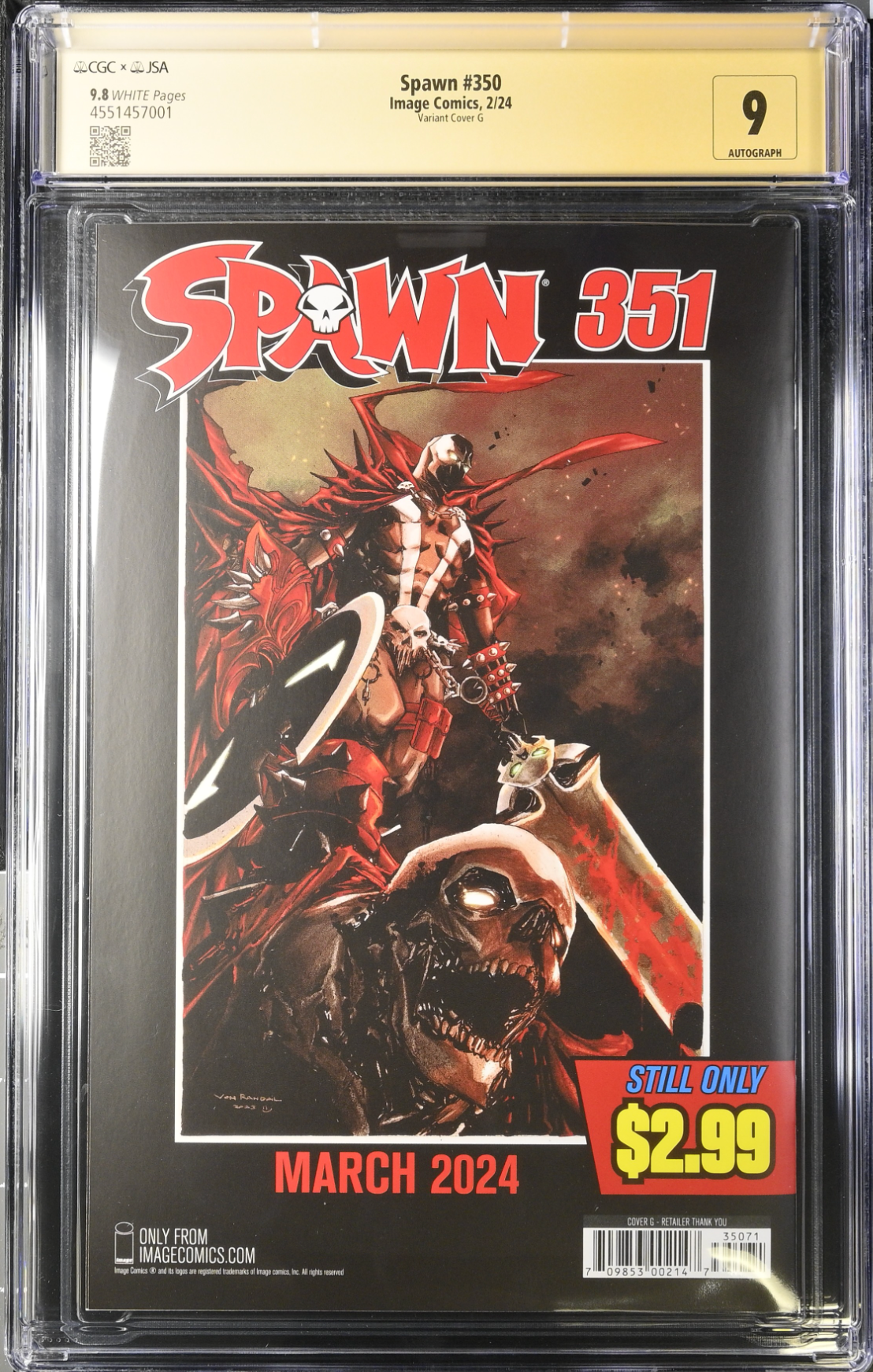 Spawn #350 - Cover G - McFarlane Retailer Thank You Variant CGC 9.8/JSA 9 Signed