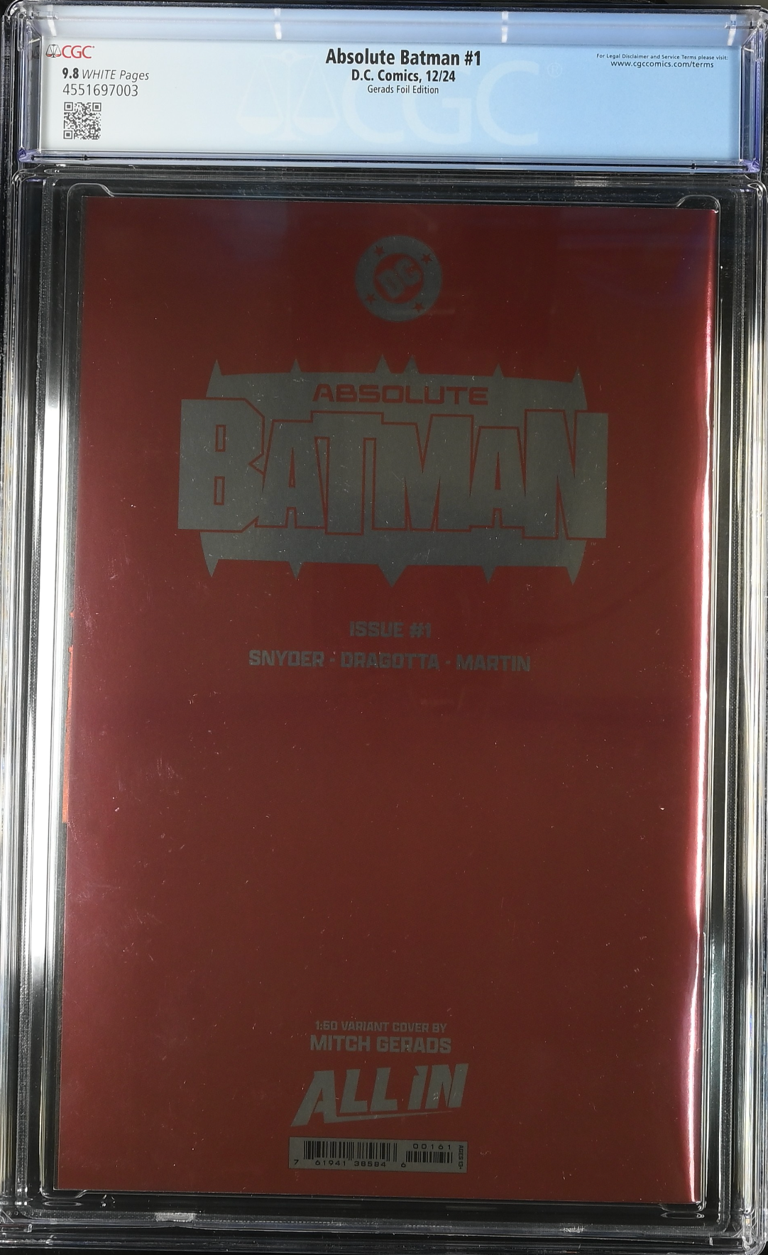 Absolute Batman #1 Gerards 1:50 Foil Retailer Incentive Variant CGC 9.8