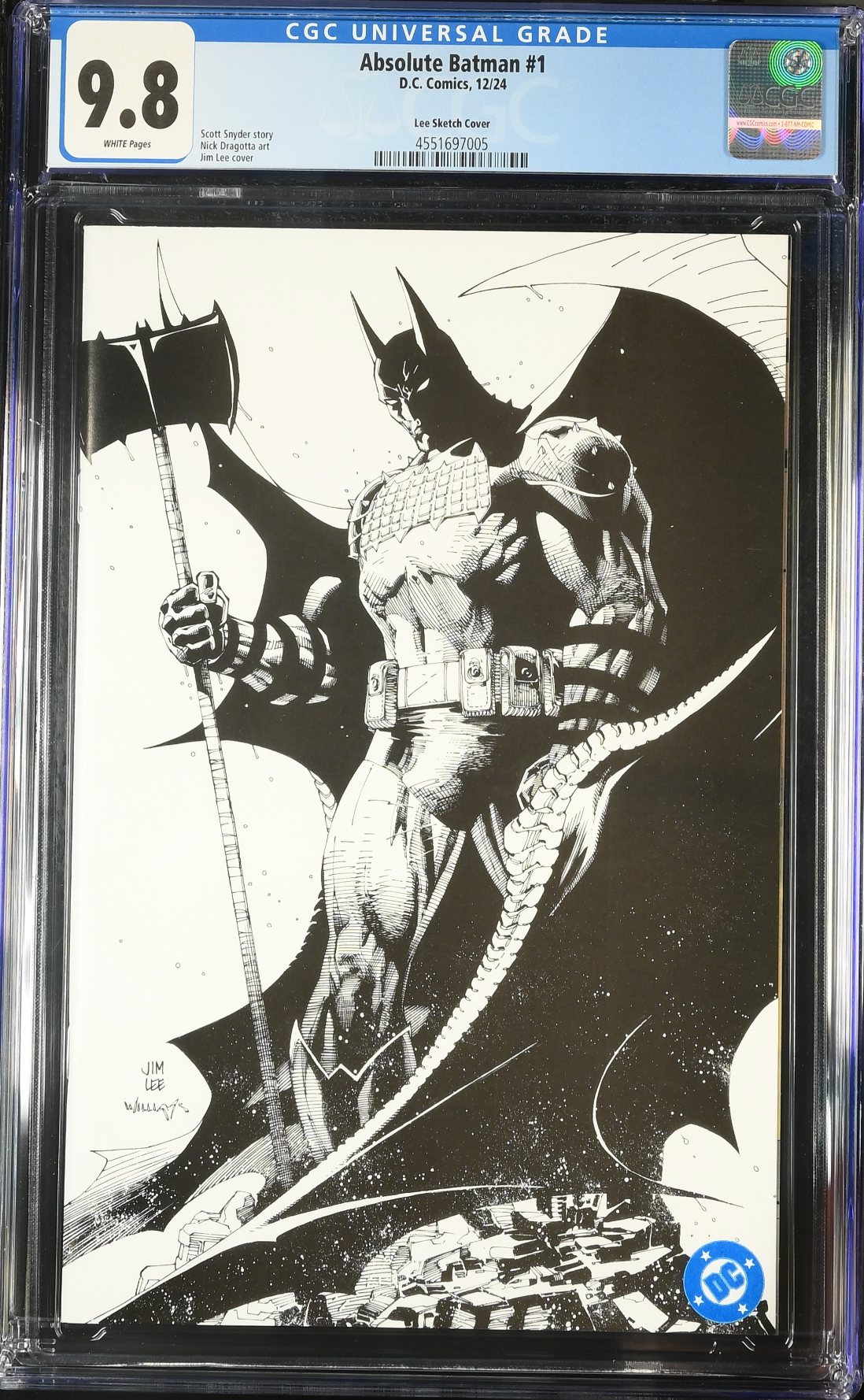 Absolute Batman #1 Jim Lee 1:100 Sketch Retailer Incentive Variant CGC 9.8