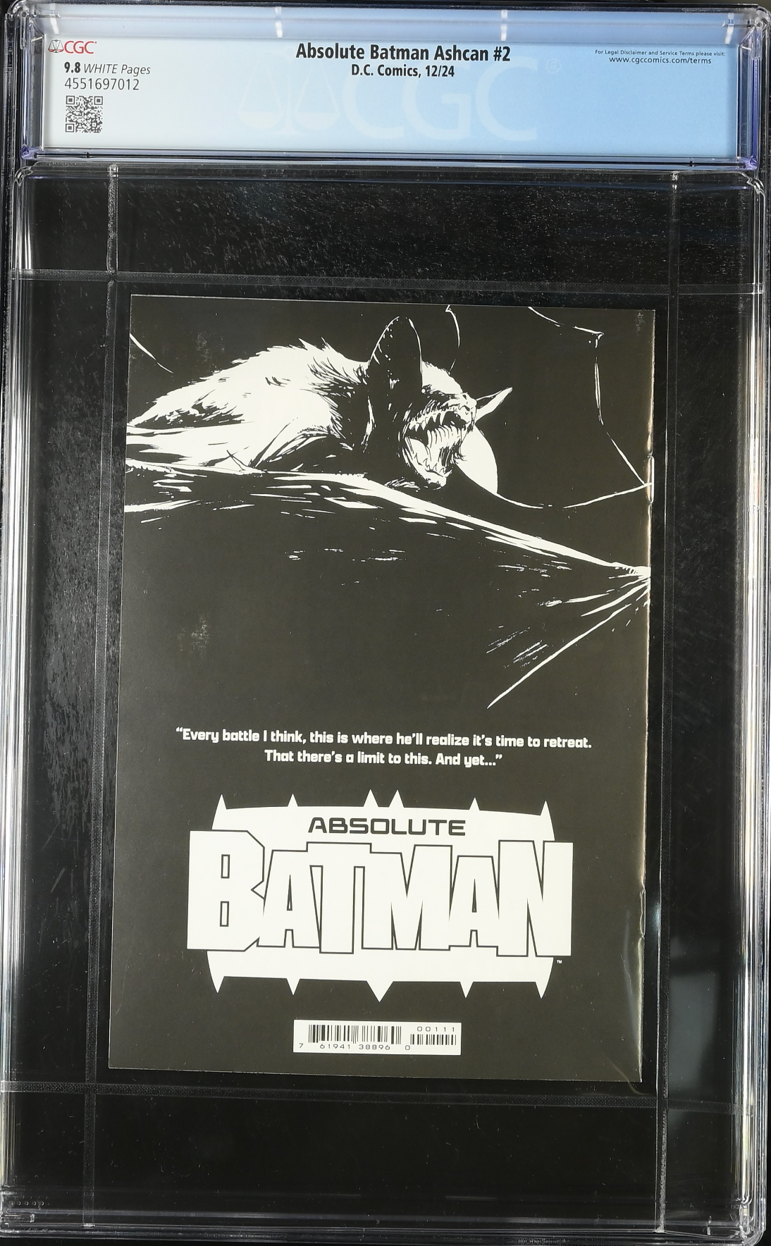 Absolute Batman #2 Ashcan NYCC Retailer Exclusive CGC 9.8