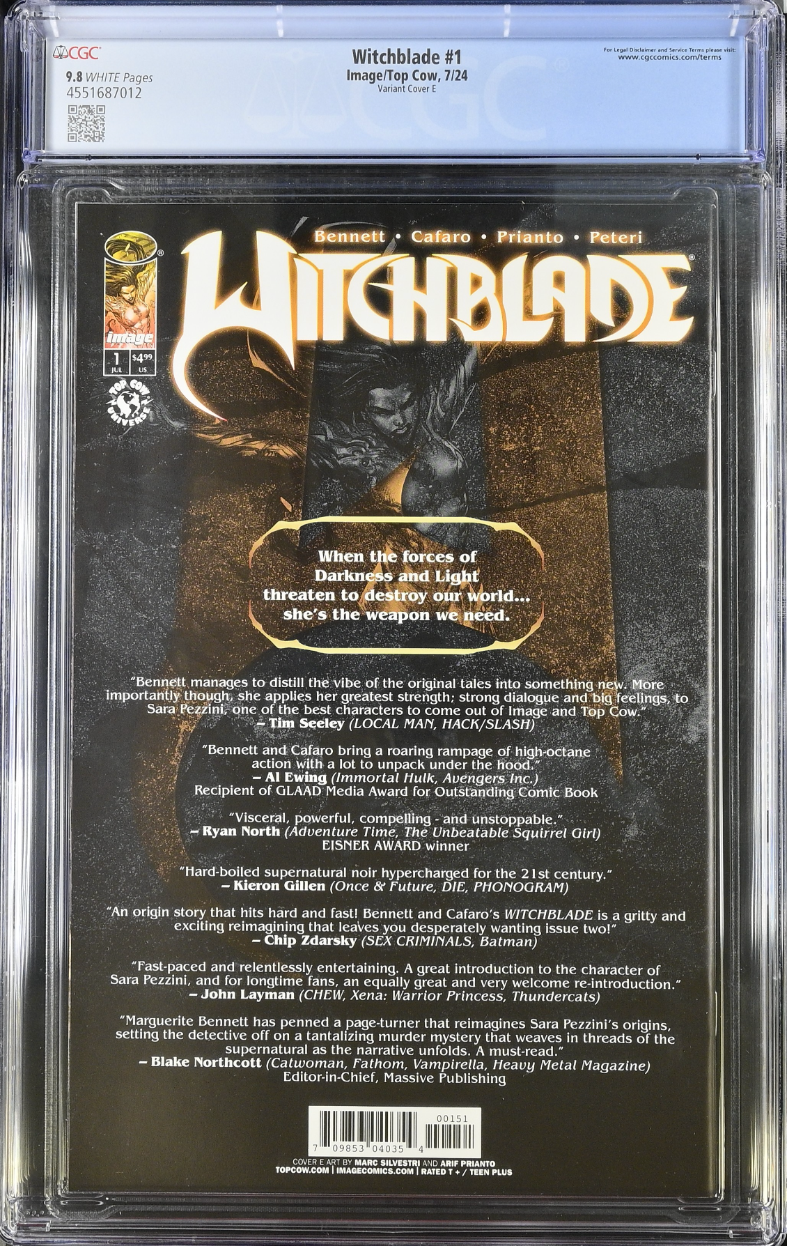 Witchblade #1 Silvestri 1:25 Virgin Retailer Incentive Variant CGC 9.8