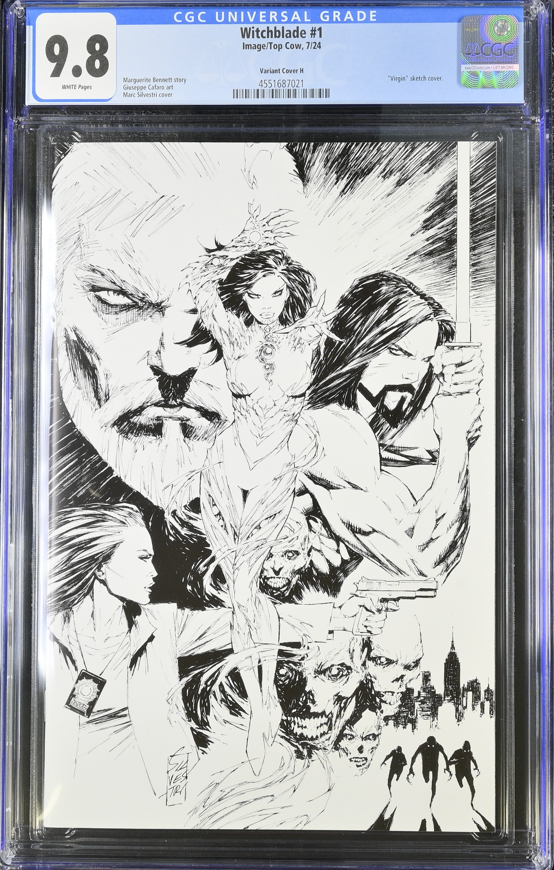 Witchblade #1 Silvestri B&W Virgin 1:250 Retailer Incentive Variant CGC 9.8
