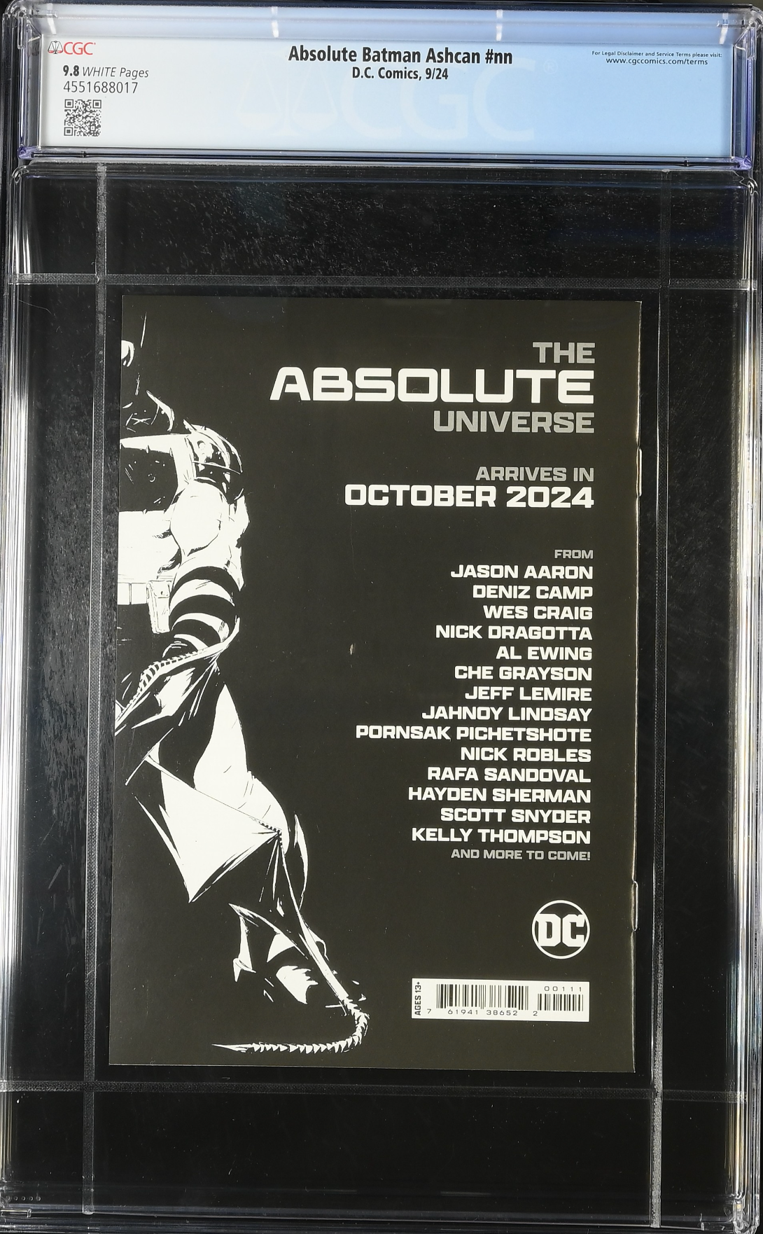 Absolute Batman #1 Ashcan SDCC Retailer Exclusive CGC 9.8