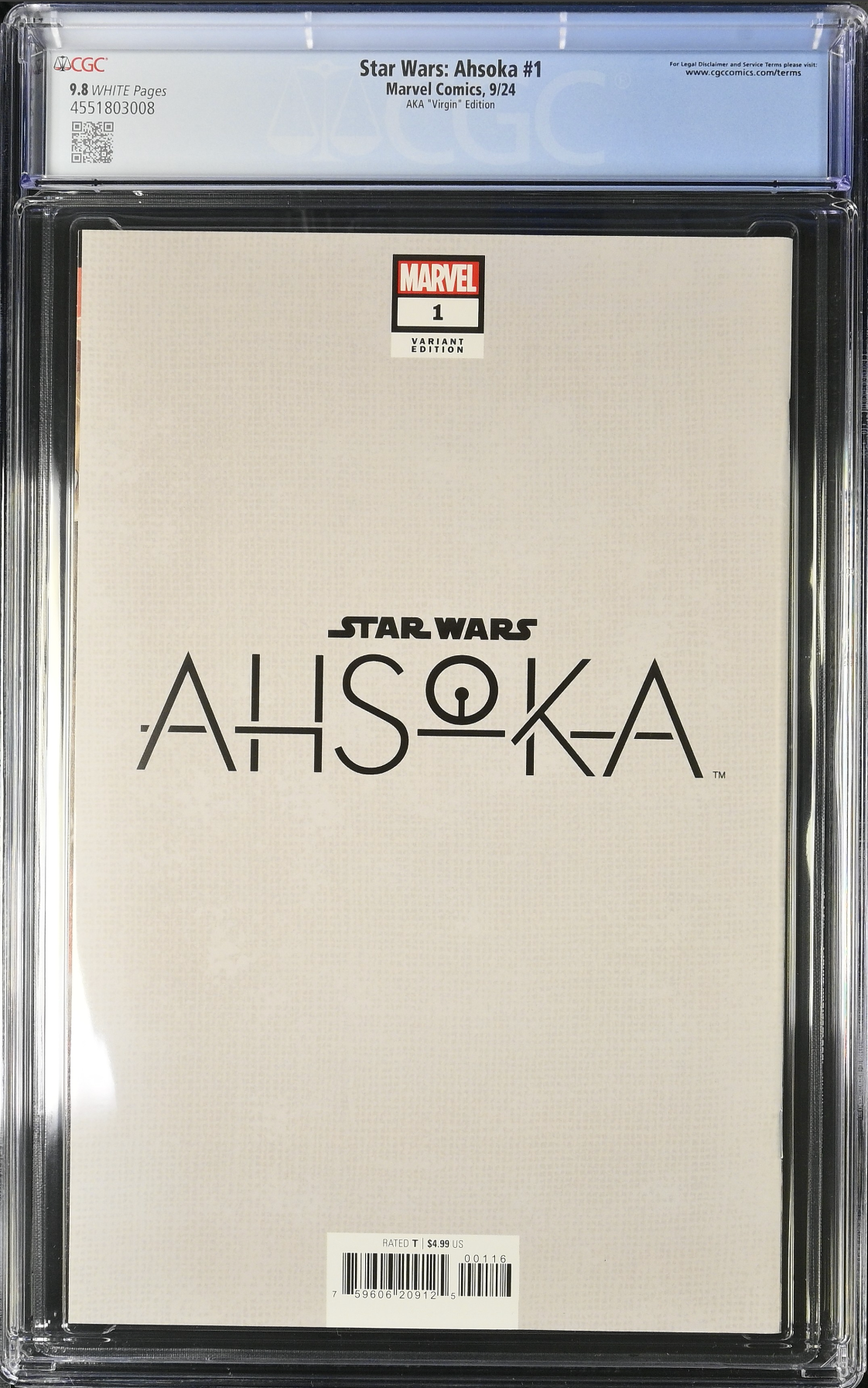 Star Wars: Ahsoka #1 Aka 1:100 Virgin Retailer Incentive Variant CGC 9.8