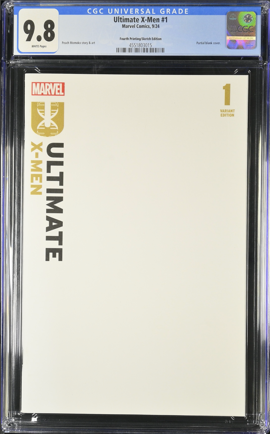 Ultimate X-Men #1 Fourth Printing Blank Sketch Variant CGC 9.8