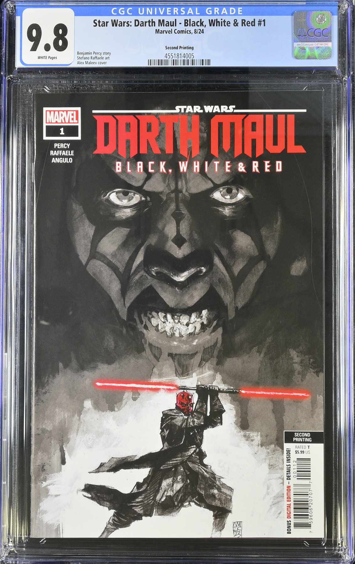 Star Wars: Darth Maul - Black, White & Red #1 Second Printing CGC 9.8