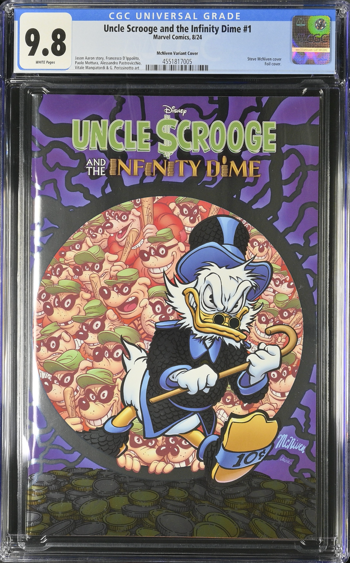 Uncle Scrooge and the Infinity Dime #1 McNiven Foil Variant CGC 9.8