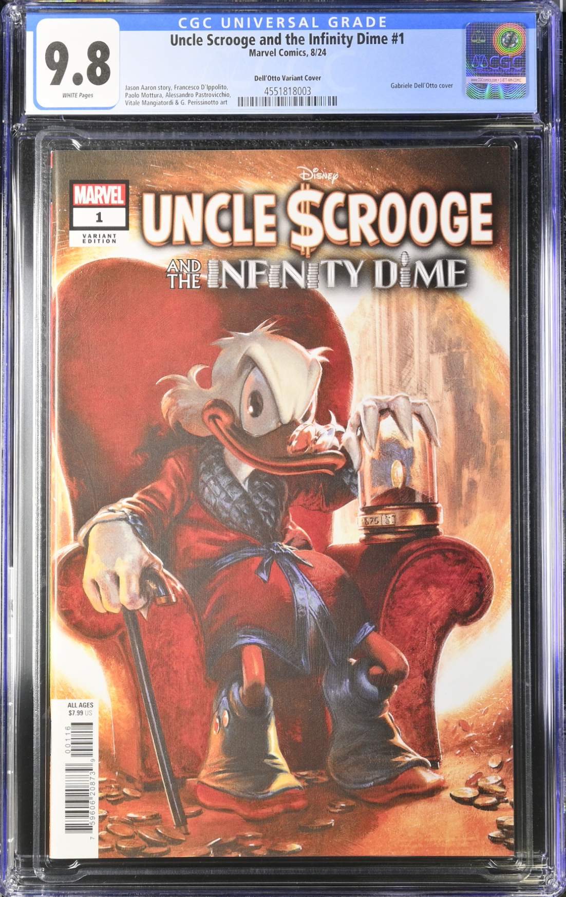 Uncle Scrooge and the Infinity Dime #1 Dell'Otto 1:10 Retailer Incentive Variant CGC 9.8