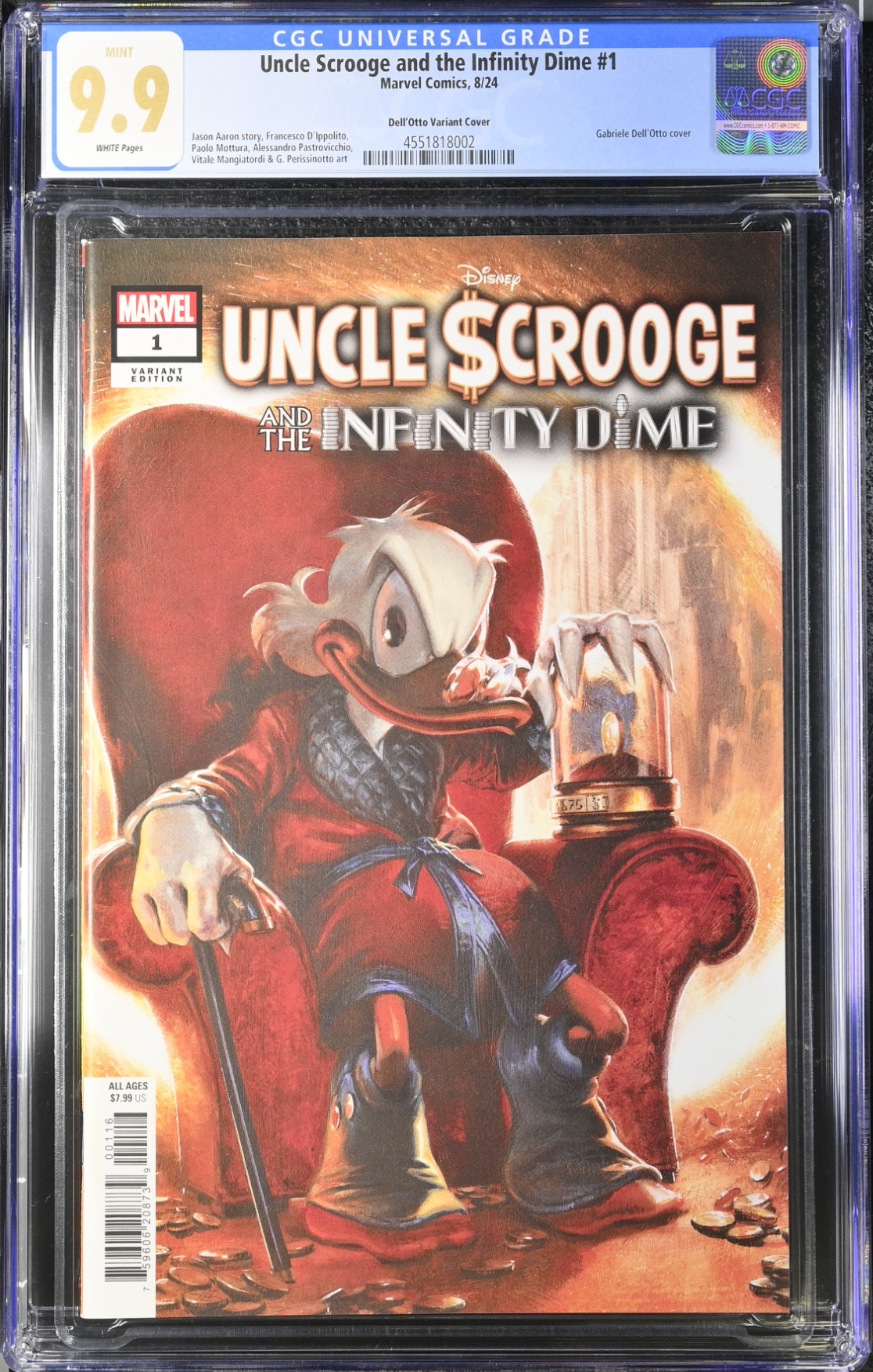 Uncle Scrooge and the Infinity Dime #1 Dell'Otto 1:10 Retailer Incentive Variant CGC 9.9