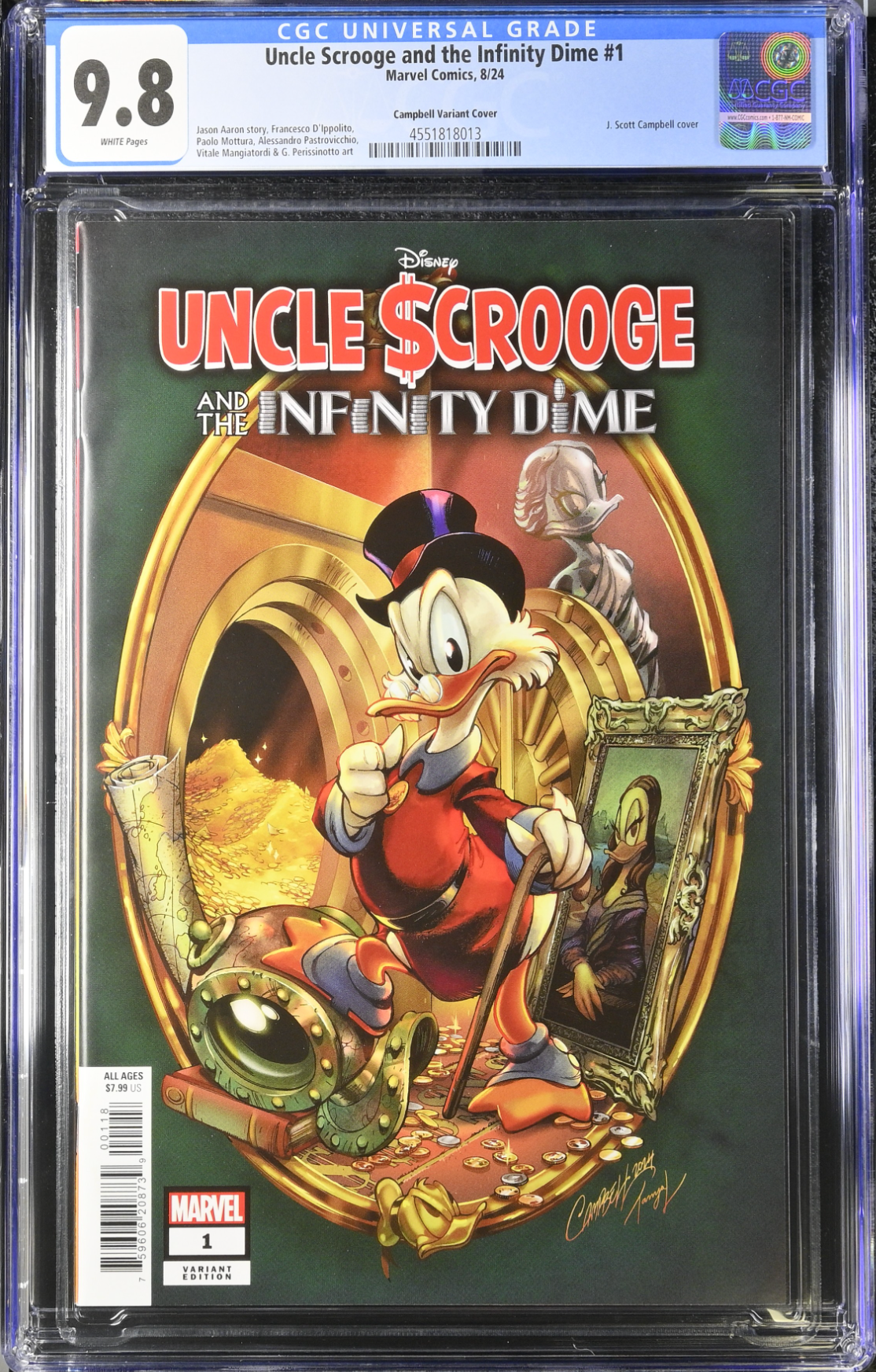 Uncle Scrooge and the Infinity Dime #1 Campbell 1:50 Retailer Incentive Variant CGC 9.8