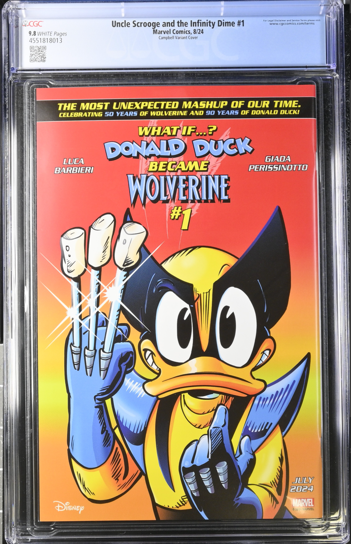 Uncle Scrooge and the Infinity Dime #1 Campbell 1:50 Retailer Incentive Variant CGC 9.8