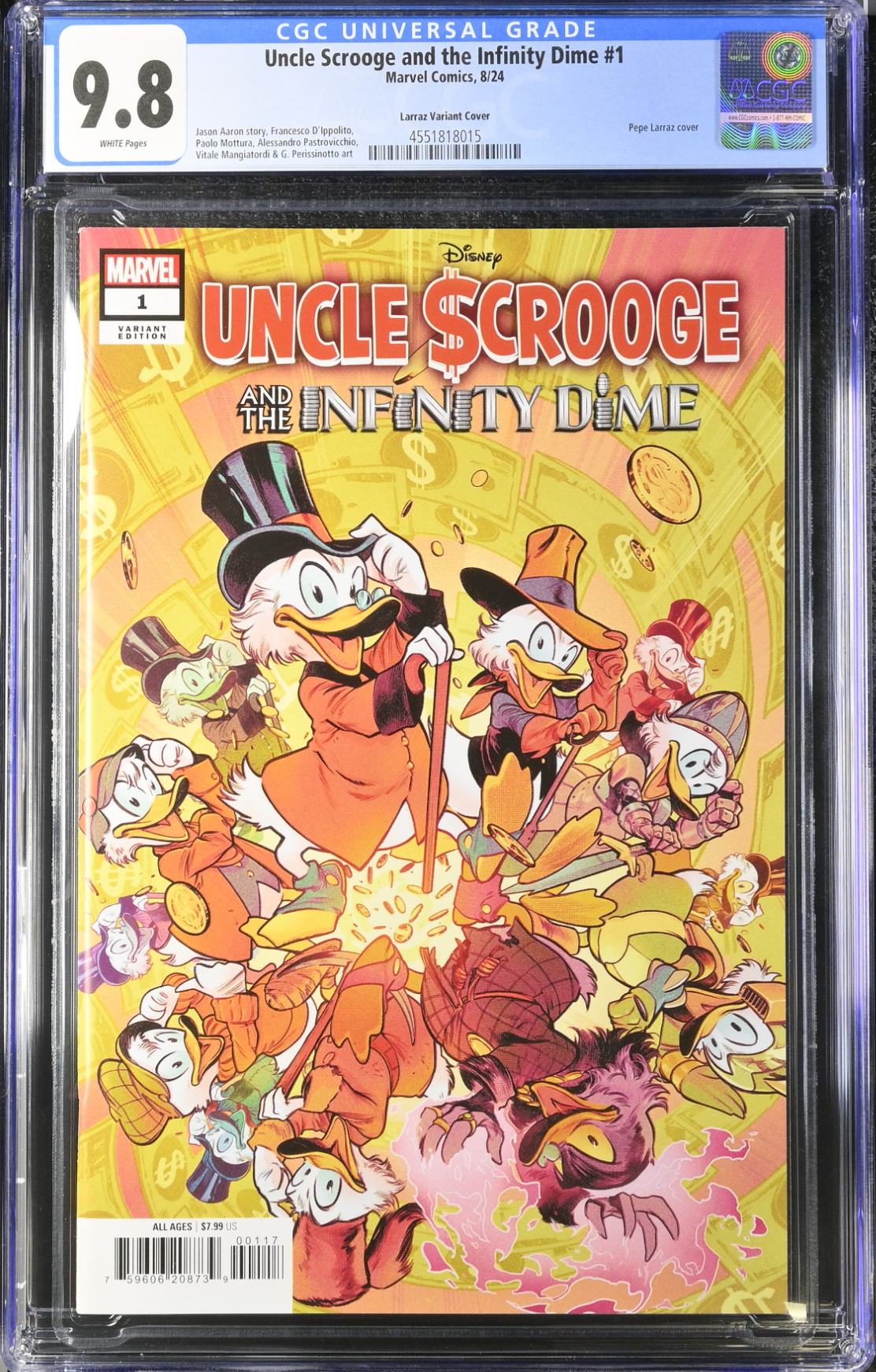 Uncle Scrooge and the Infinity Dime #1 Larraz 1:100 Retailer Incentive Variant CGC 9.8