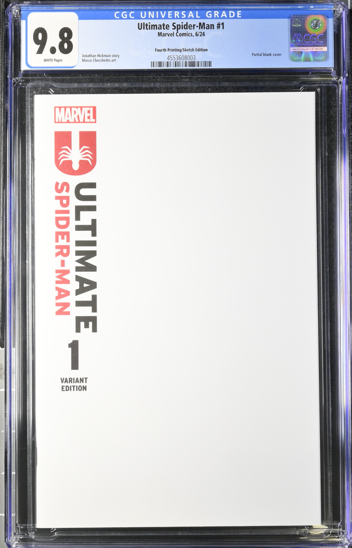 Ultimate Spider-Man #1 Fourth Printing Blank Sketch Variant CGC 9.8