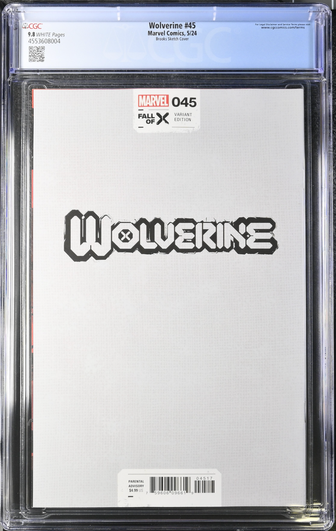 Wolverine #45 Brooks 1:50 Headshot Retailer Incentive Variant CGC 9.8