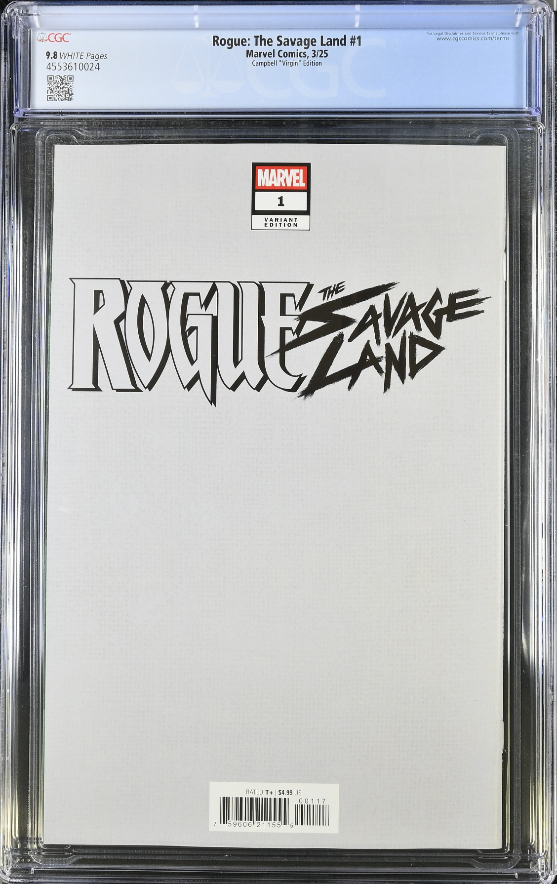 Rogue: The Savage Land #1 Campbell 1:100 Virgin Retailer Incentive Variant CG 9.8