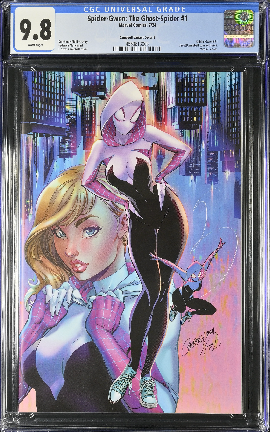 Spider-Gwen: The Ghost Spider #1 J. Scott Campbell Exclusive B - Virgin CGC 9.8