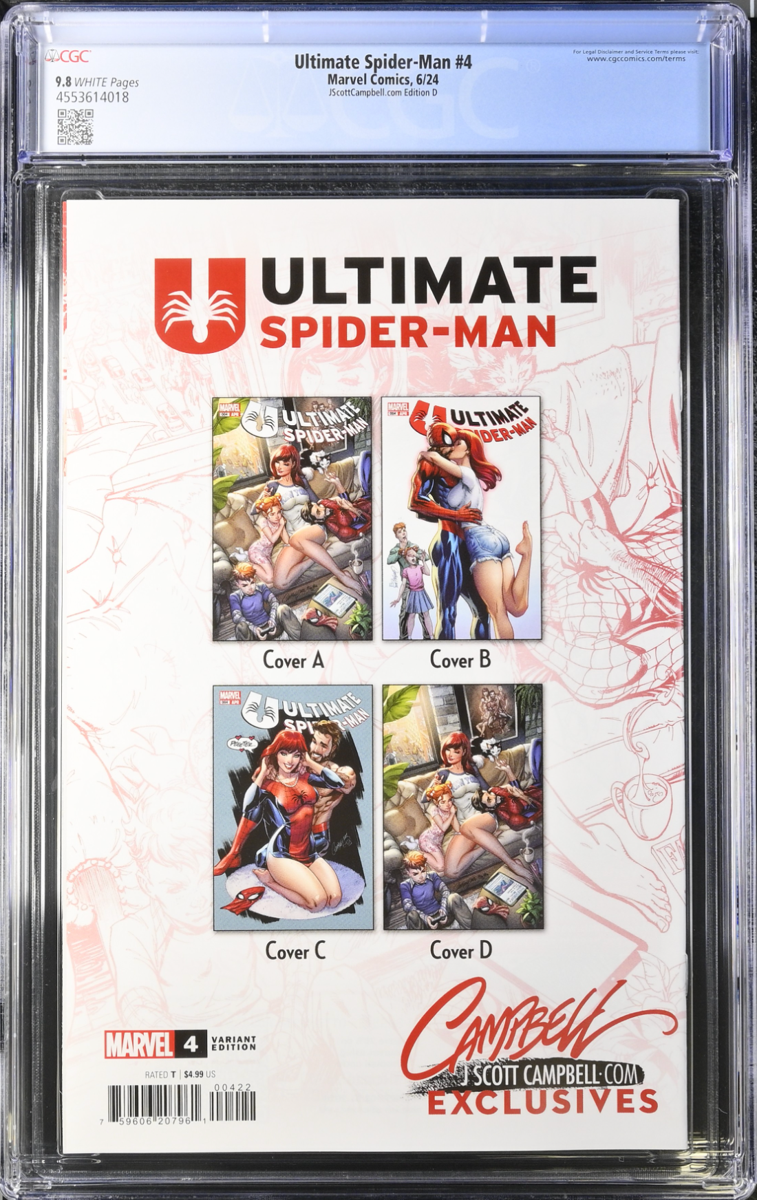 Ultimate Spider-Man #4 J. Scott Campbell Exclusive D SDDC Virgin CGC 9.8