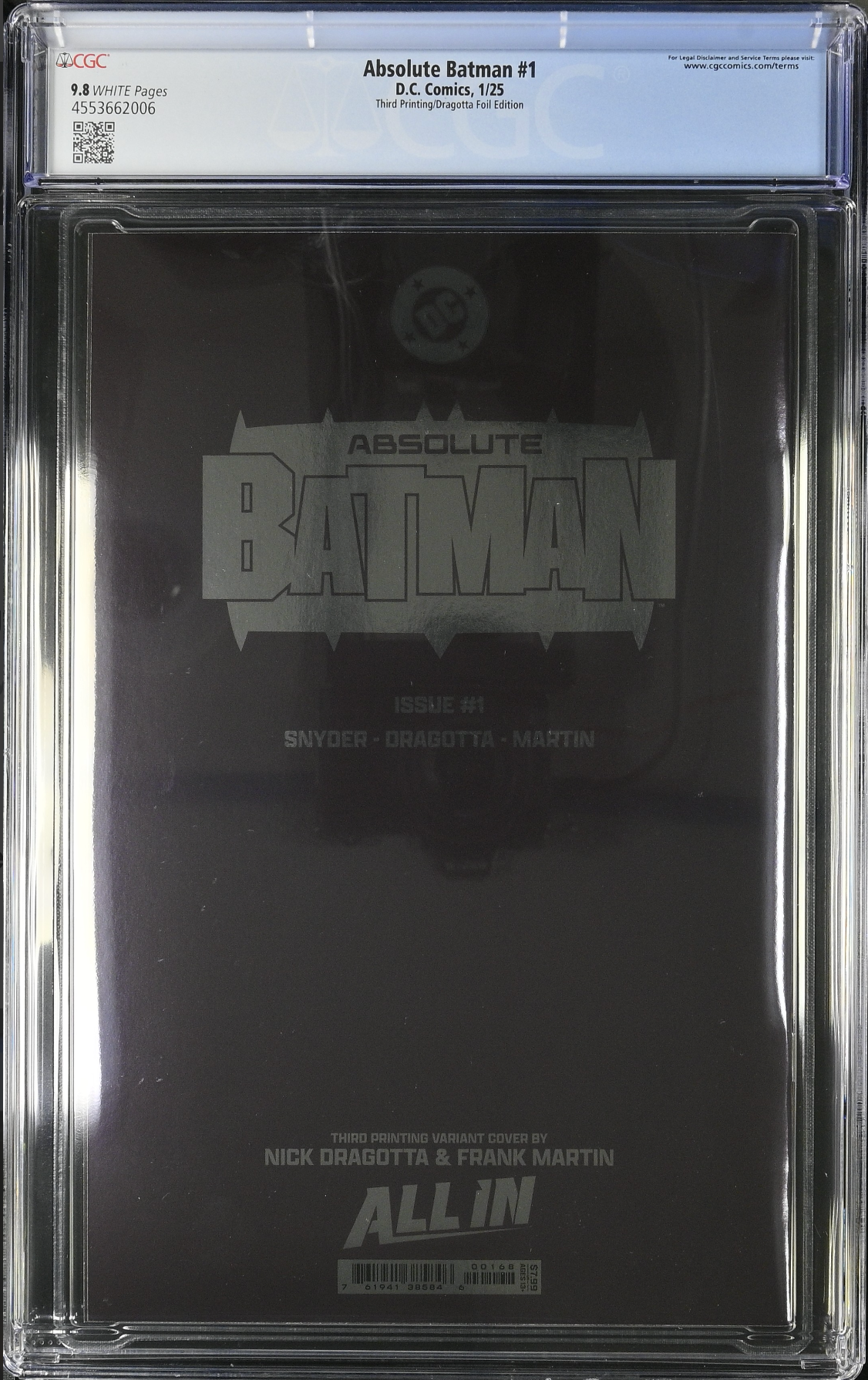 Absolute Batman #1 Third Printing Dragotta Foil Variant CGC 9.8