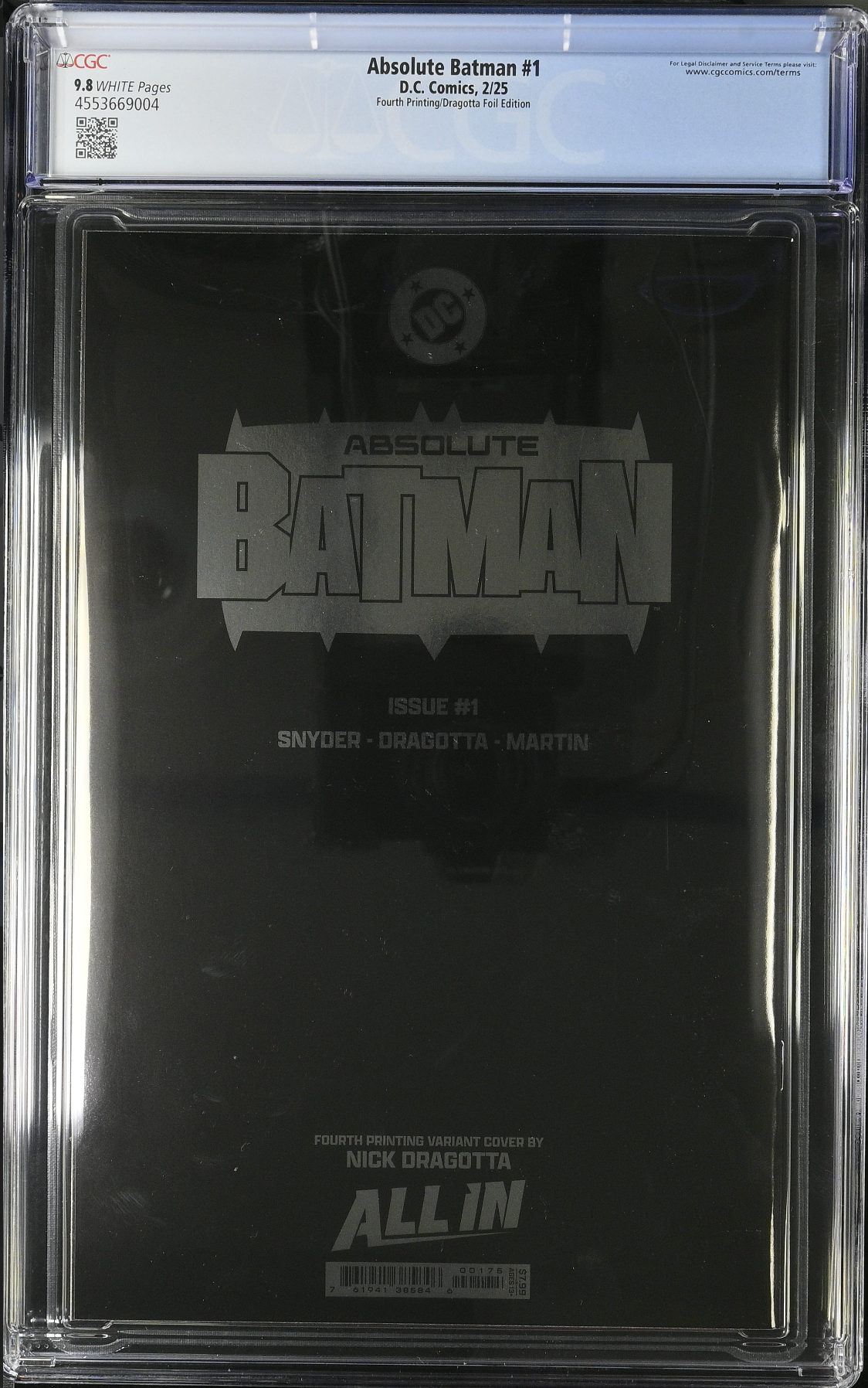 Absolute Batman #1 Fourth Printing Dragotta Foil Variant CGC 9.8