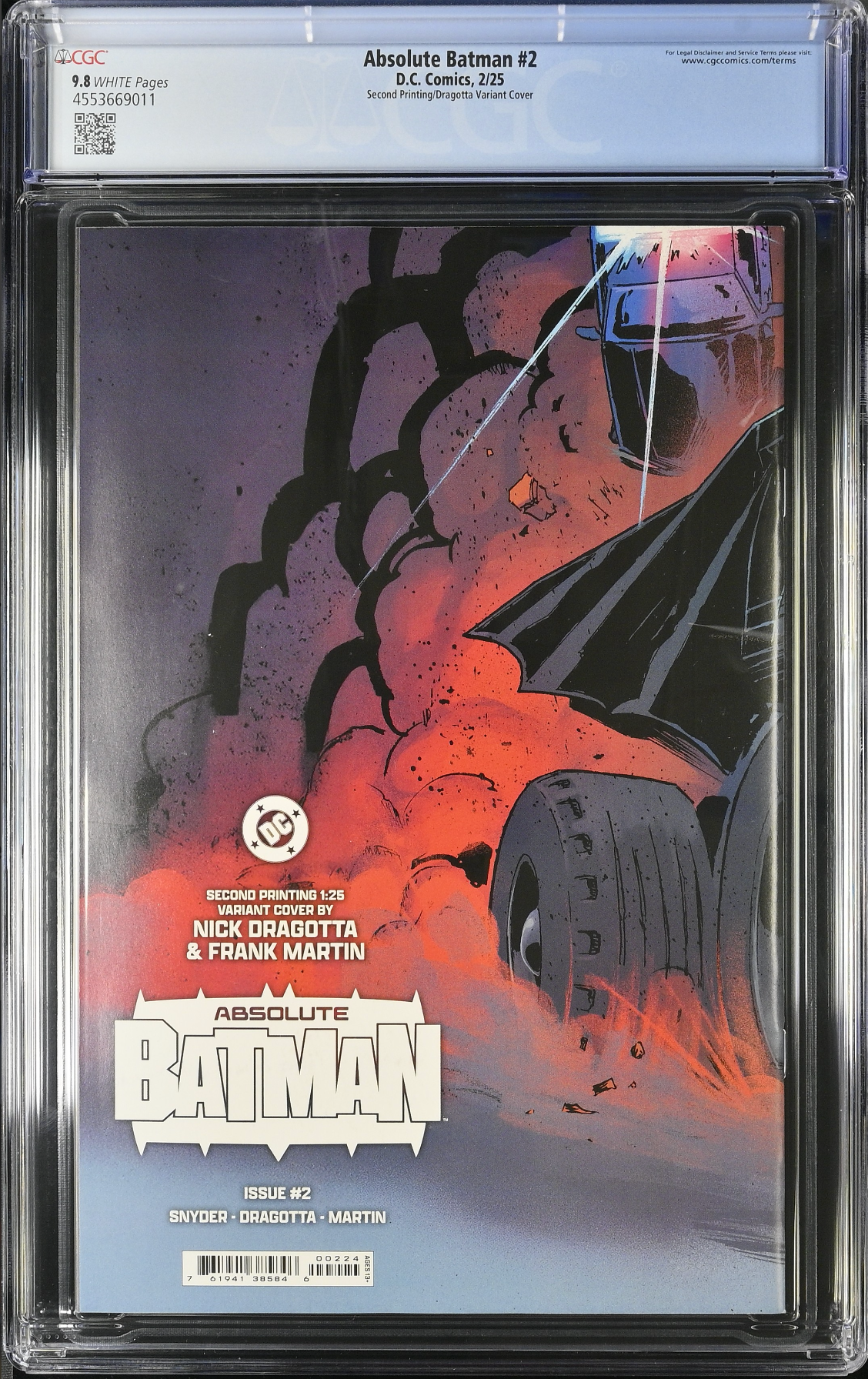 Absolute Batman #2 Second Printing Dragotta 1:25 Retailer Incentive Variant CGC 9.8