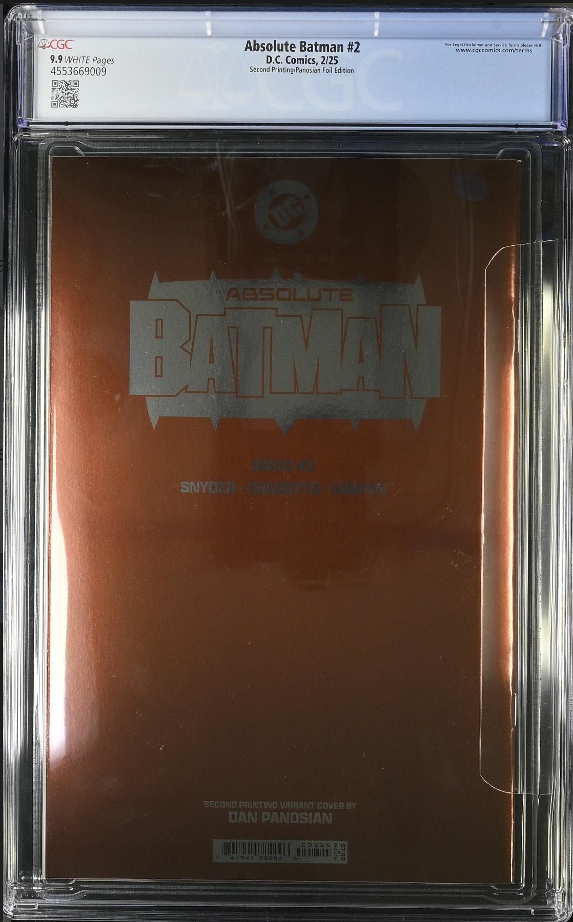 Absolute Batman #2 Second Printing Panosian Foil Variant CGC 9.9